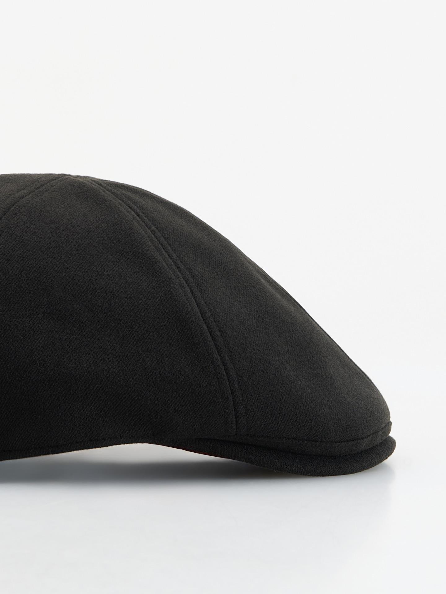 Black Smooth Flat Cap, Black, medium