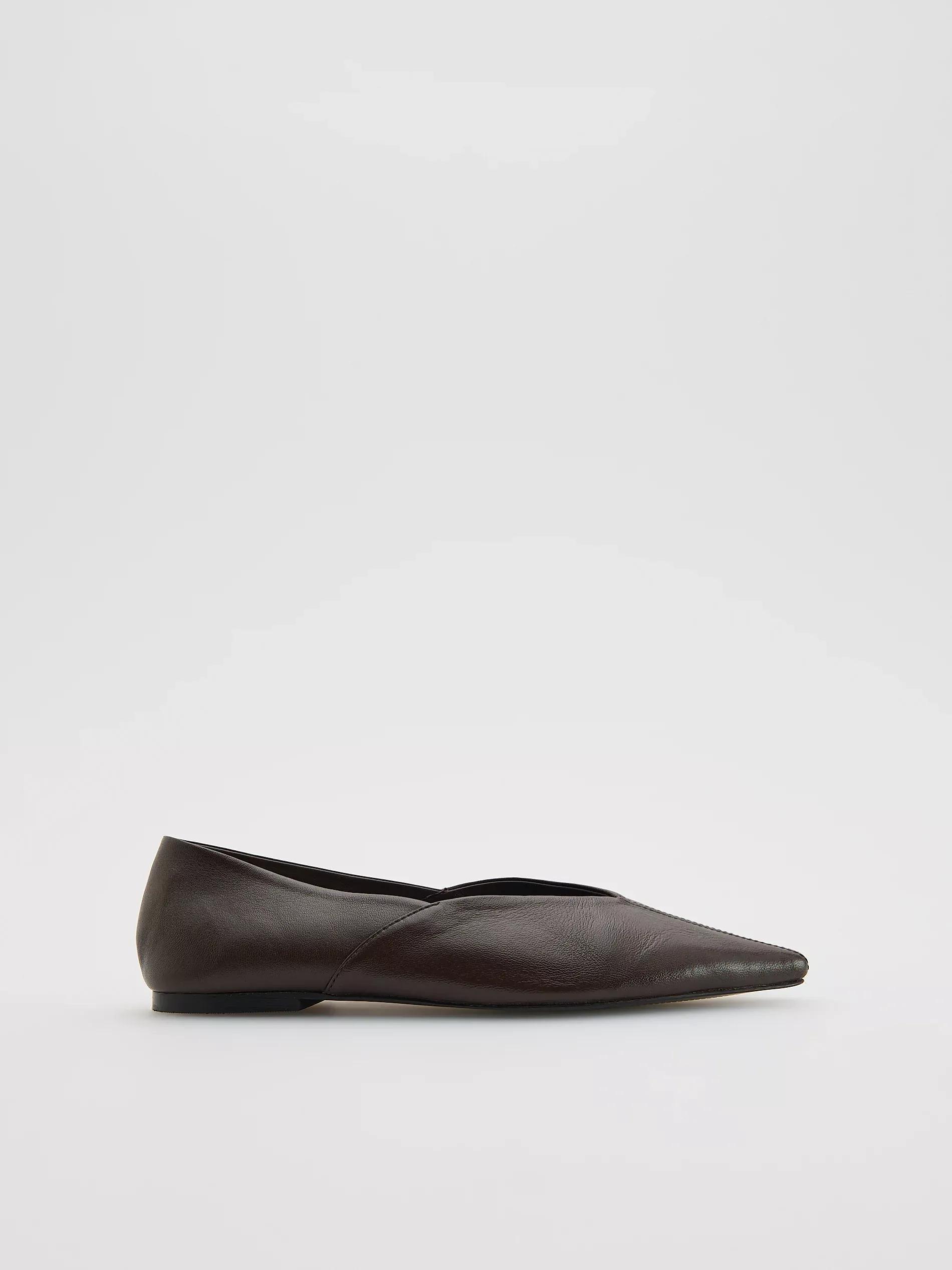 Maroon Leather Ballerinas, Burgundy, large image number 1