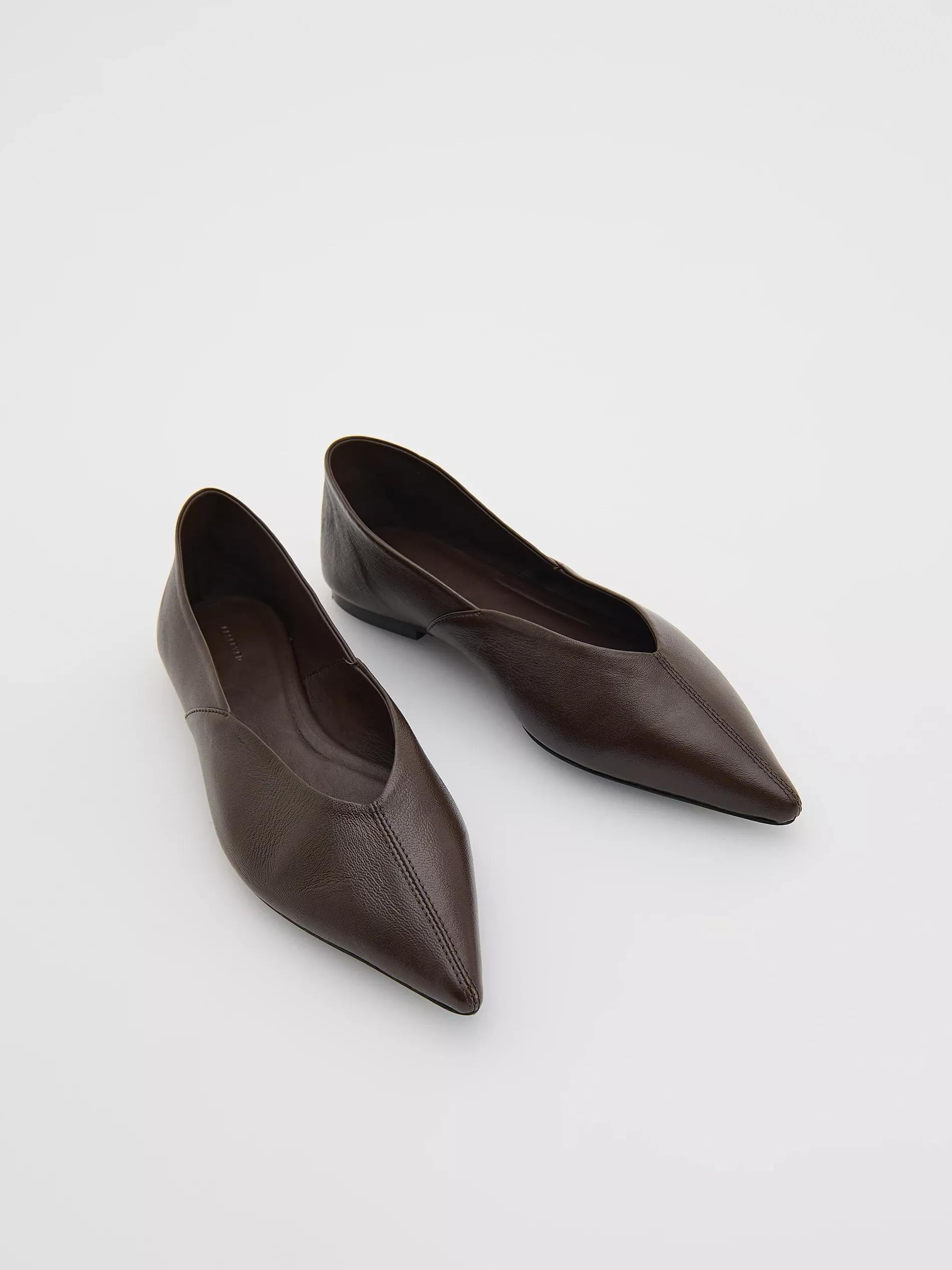 Maroon Leather Ballerinas, Burgundy, large image number 2
