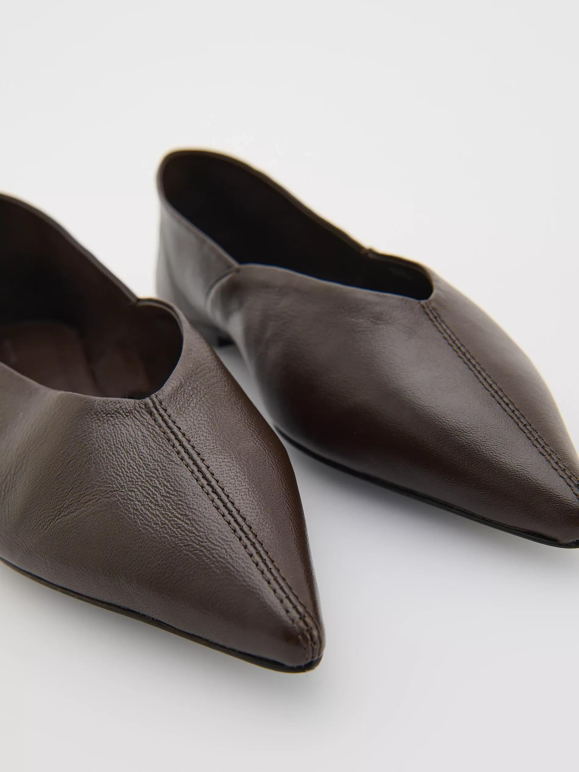 Maroon Leather Ballerinas, Burgundy, large image number 3