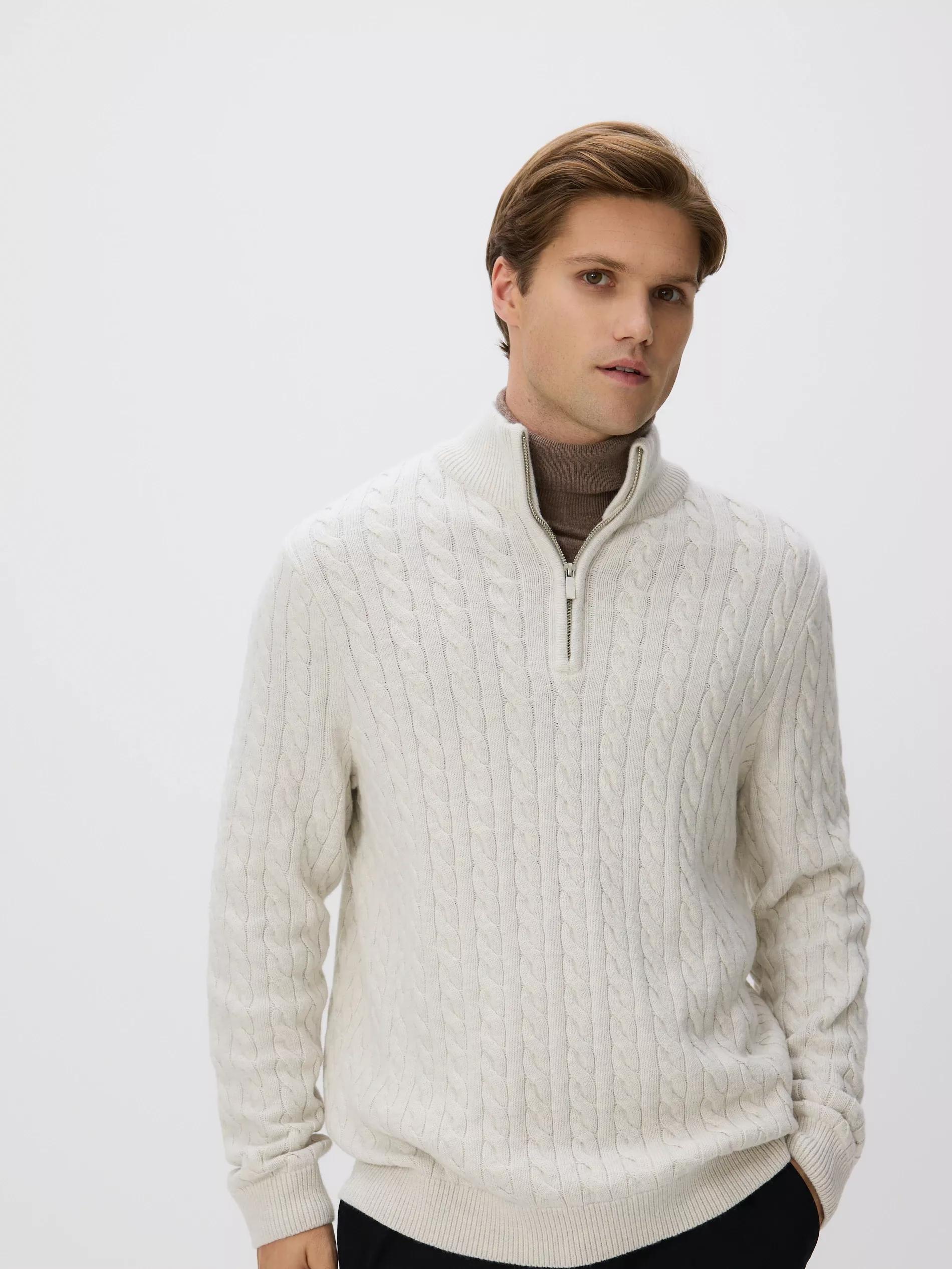 Cream Wool-Blend Jumper, Ivory, medium