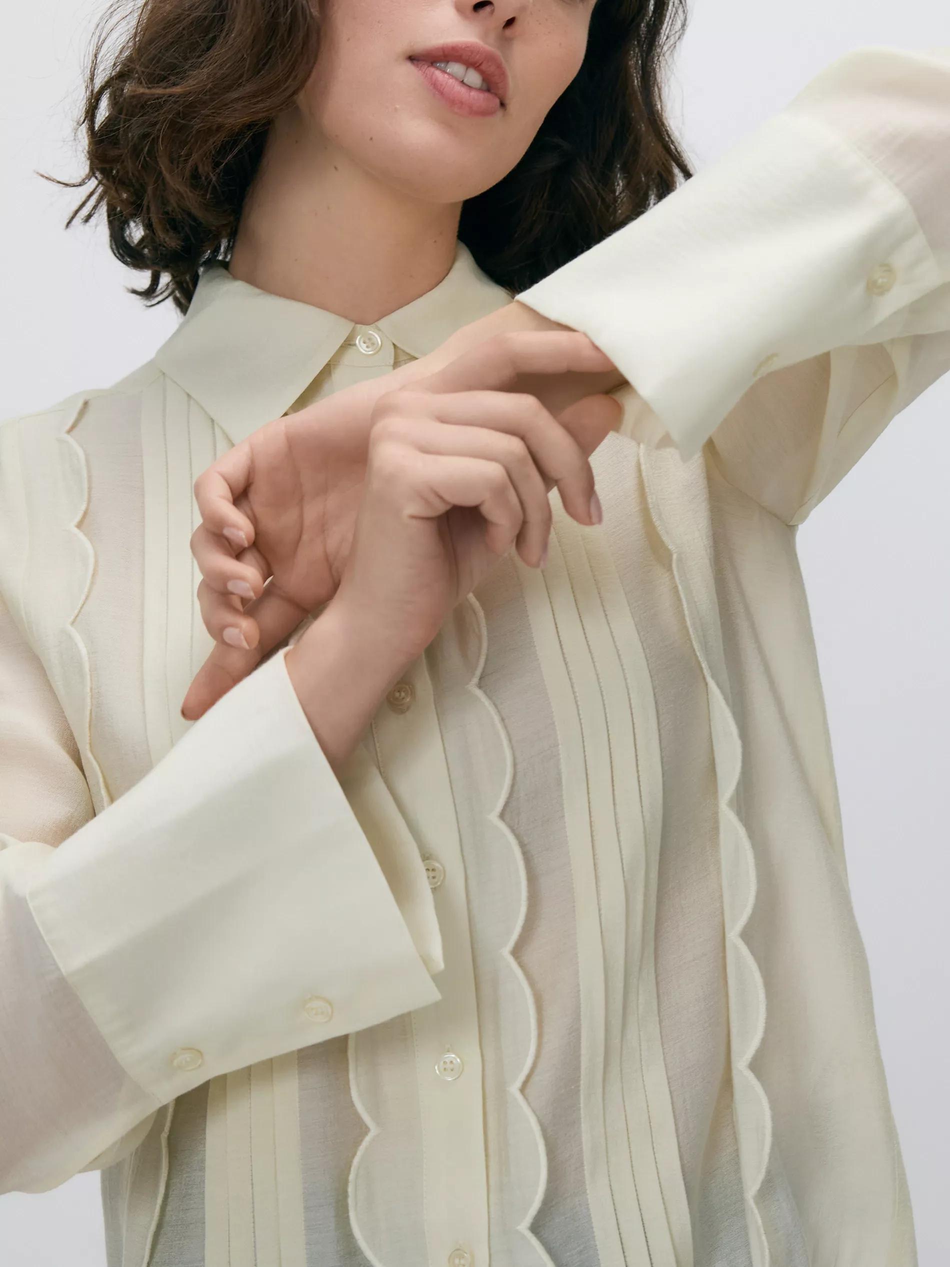 Cream Shirt With Decorative Details, Ivory, large image number 2