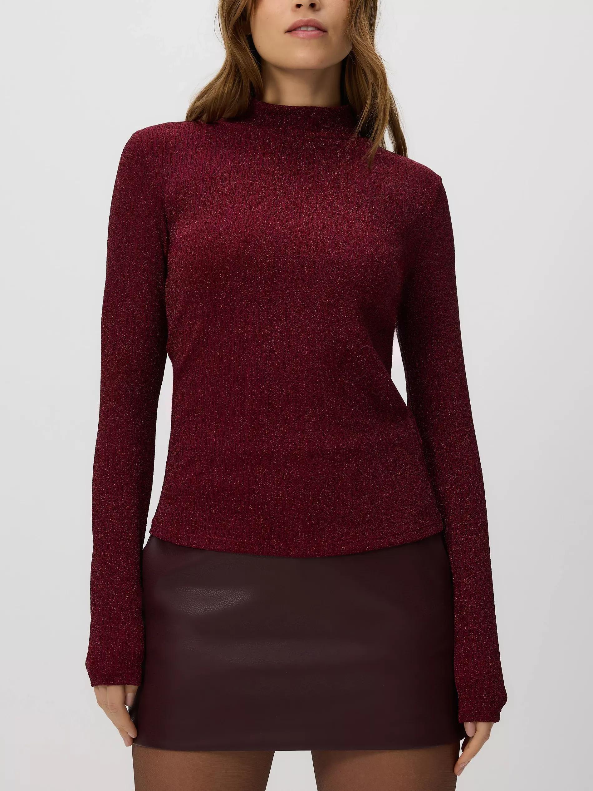 Burgundy Shimmery Turtleneck, Burgundy, large image number 2