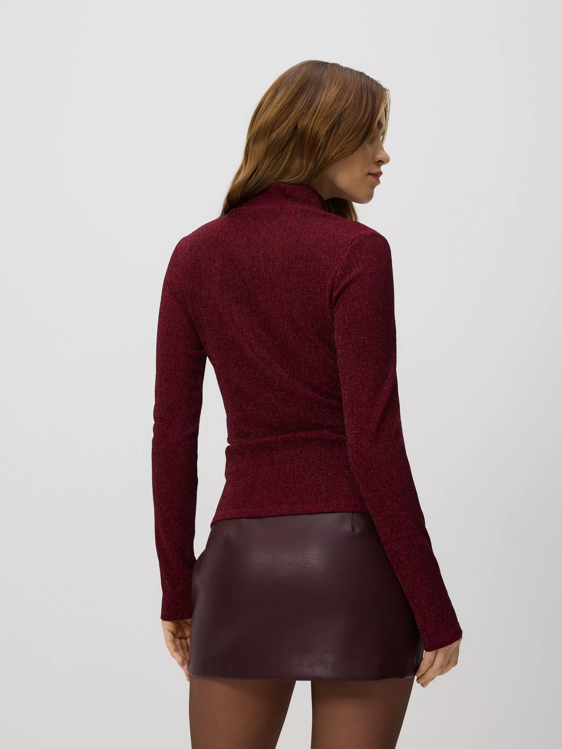 Burgundy Shimmery Turtleneck, Burgundy, large image number 3