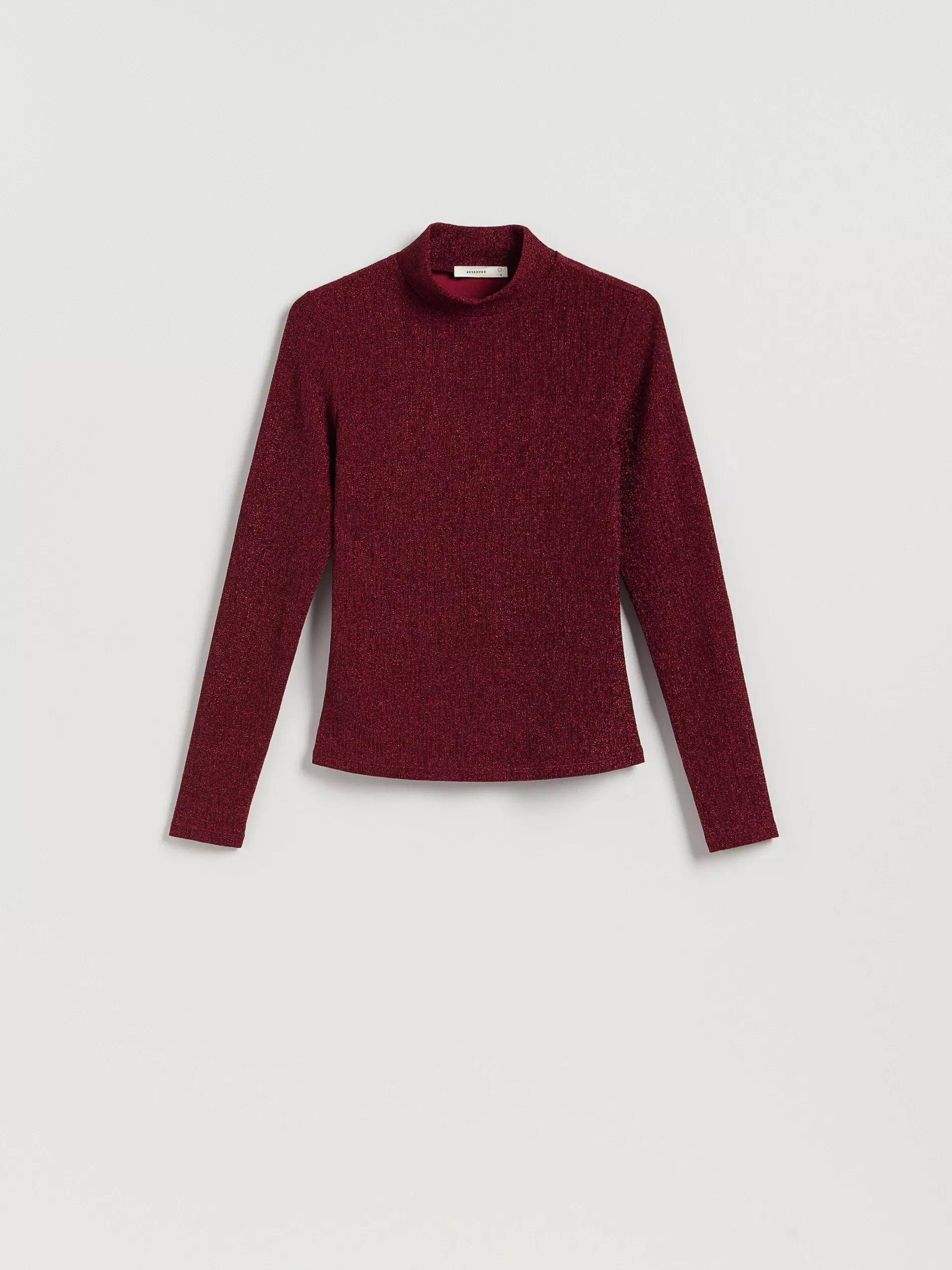 Burgundy Shimmery Turtleneck, Burgundy, large image number 4