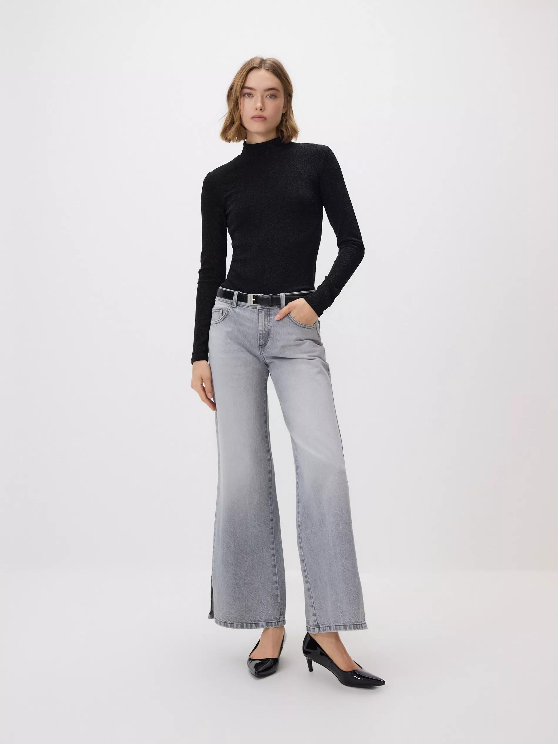 Black Shimmery Turtleneck, Black, large image number 2