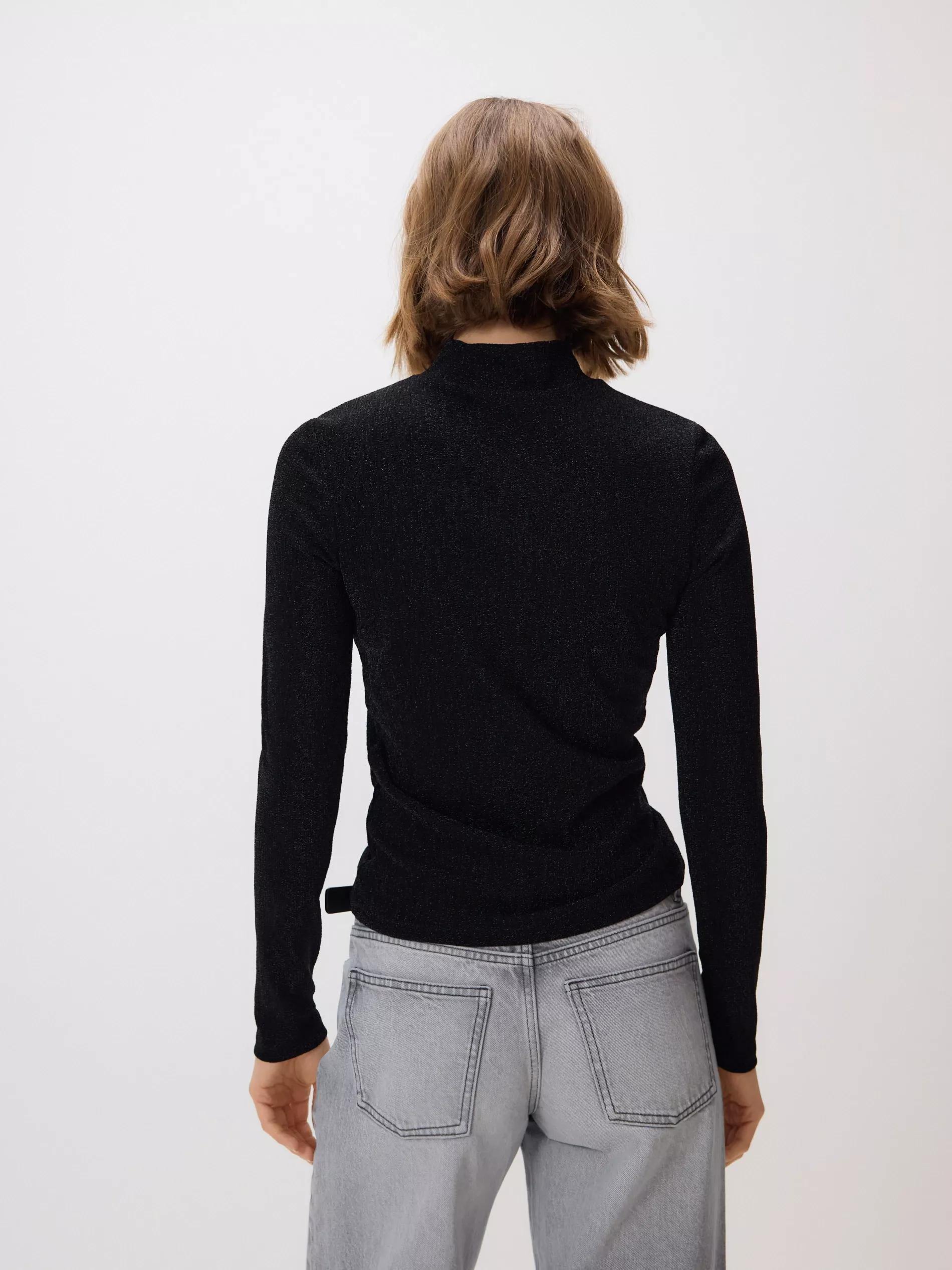 Black Shimmery Turtleneck, Black, large image number 3