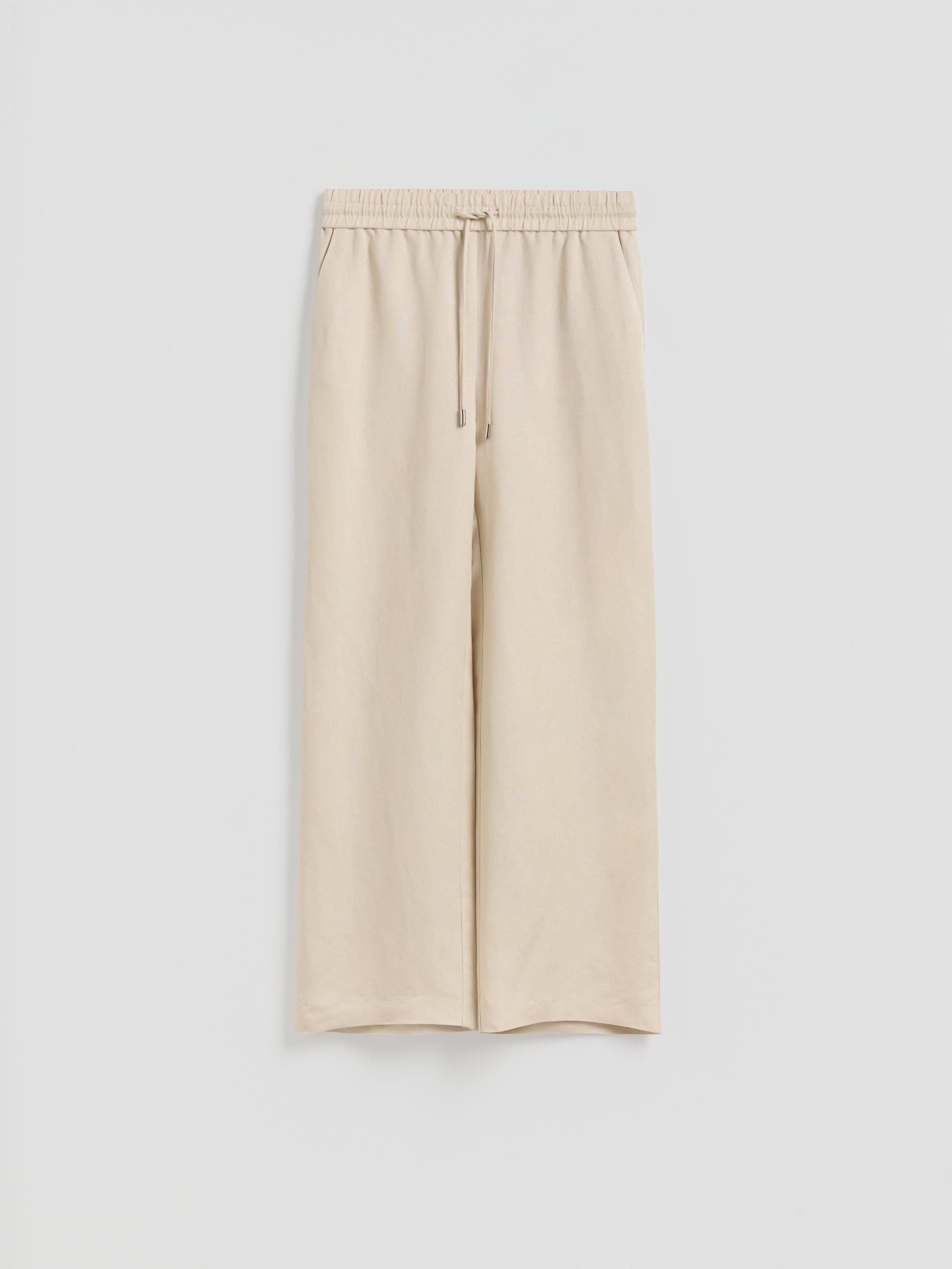 Beige Loose Linen Trousers, Beige, large image number 0