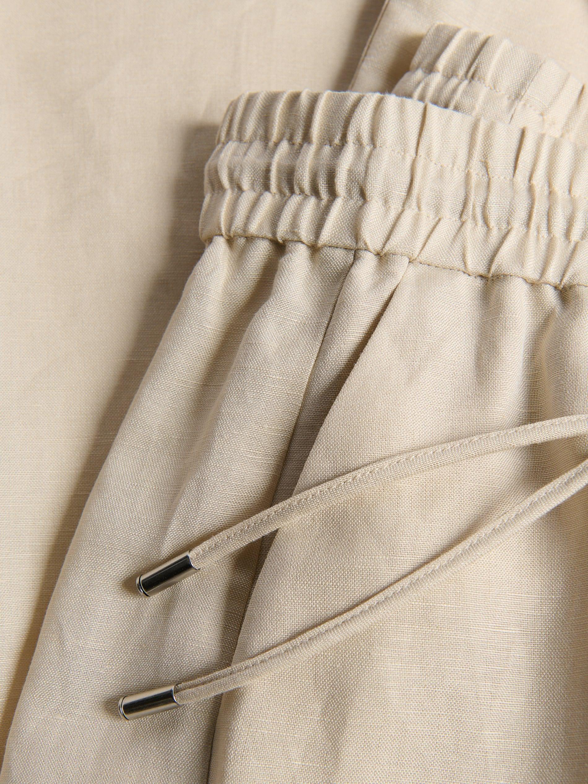 Beige Loose Linen Trousers, Beige, large image number 1