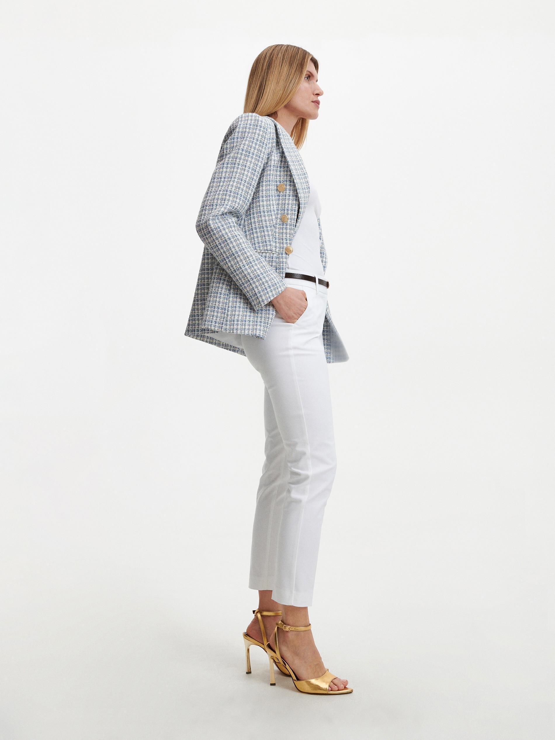 White Cigarette Trousers With Belt, , large image number 4