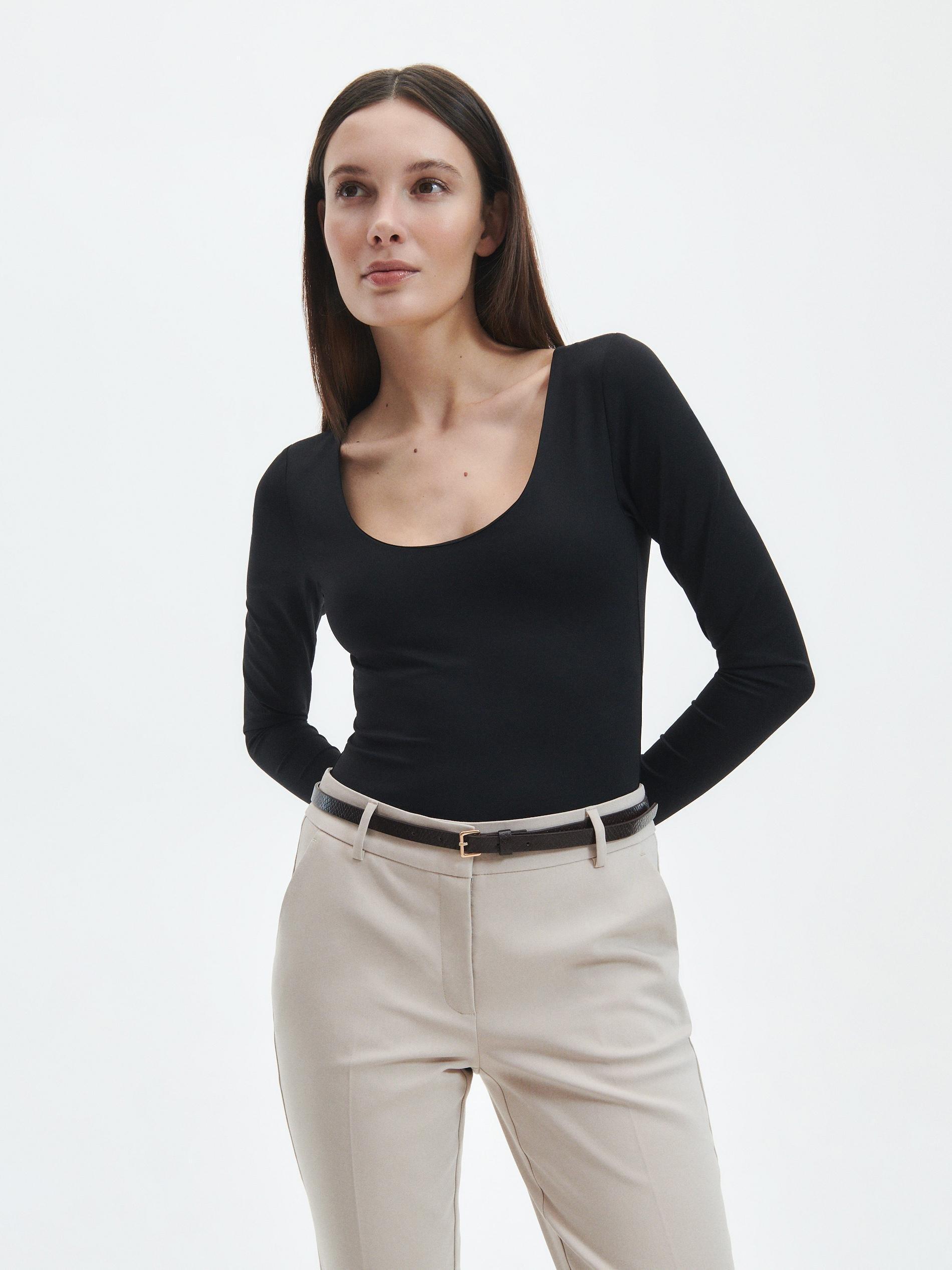 Cream Cigarette Trousers With Belt, , large image number 2