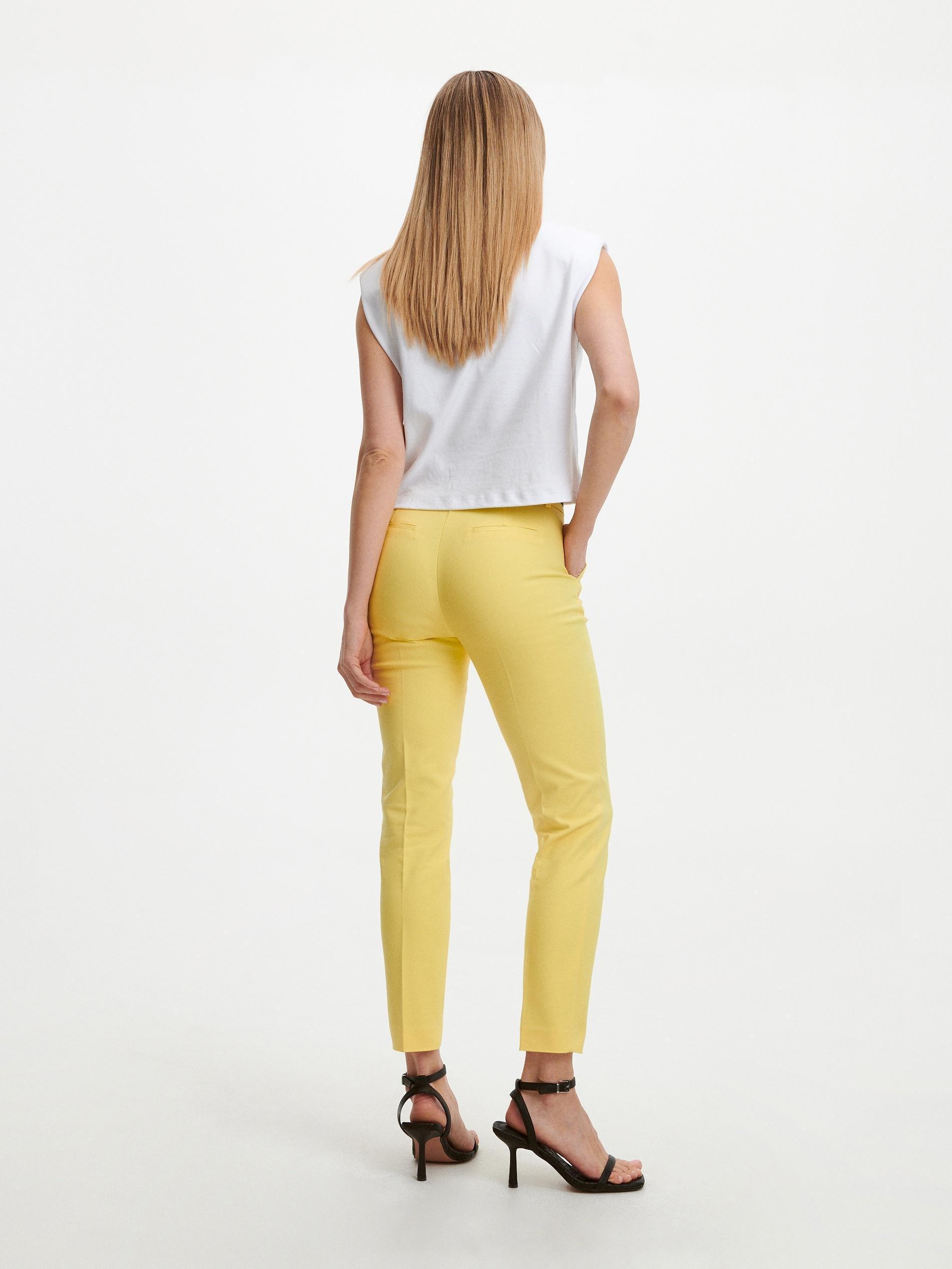 Yellow Cigarette Trousers With Belt, , large image number 4