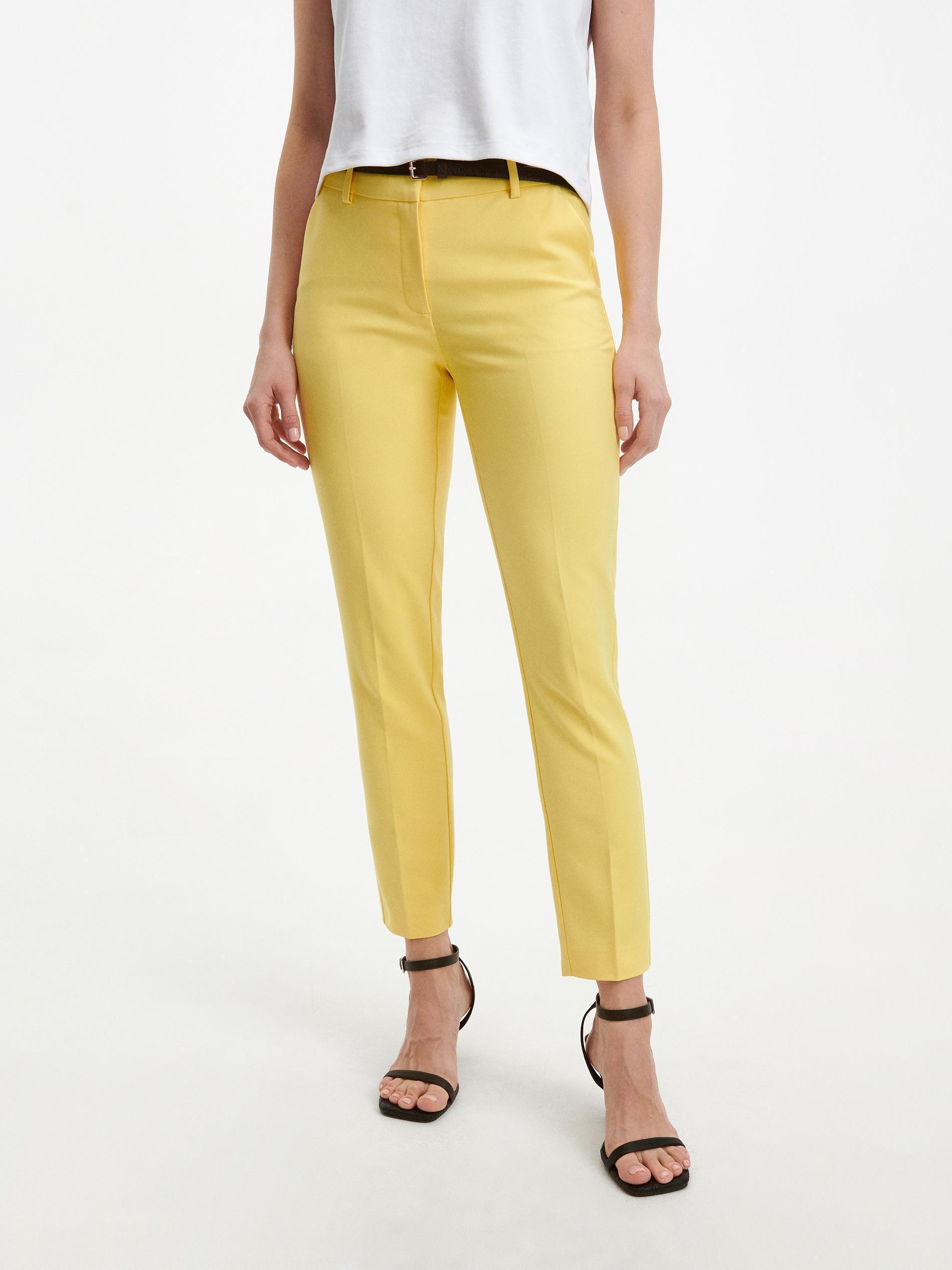 Yellow Cigarette Trousers With Belt, , large image number 5