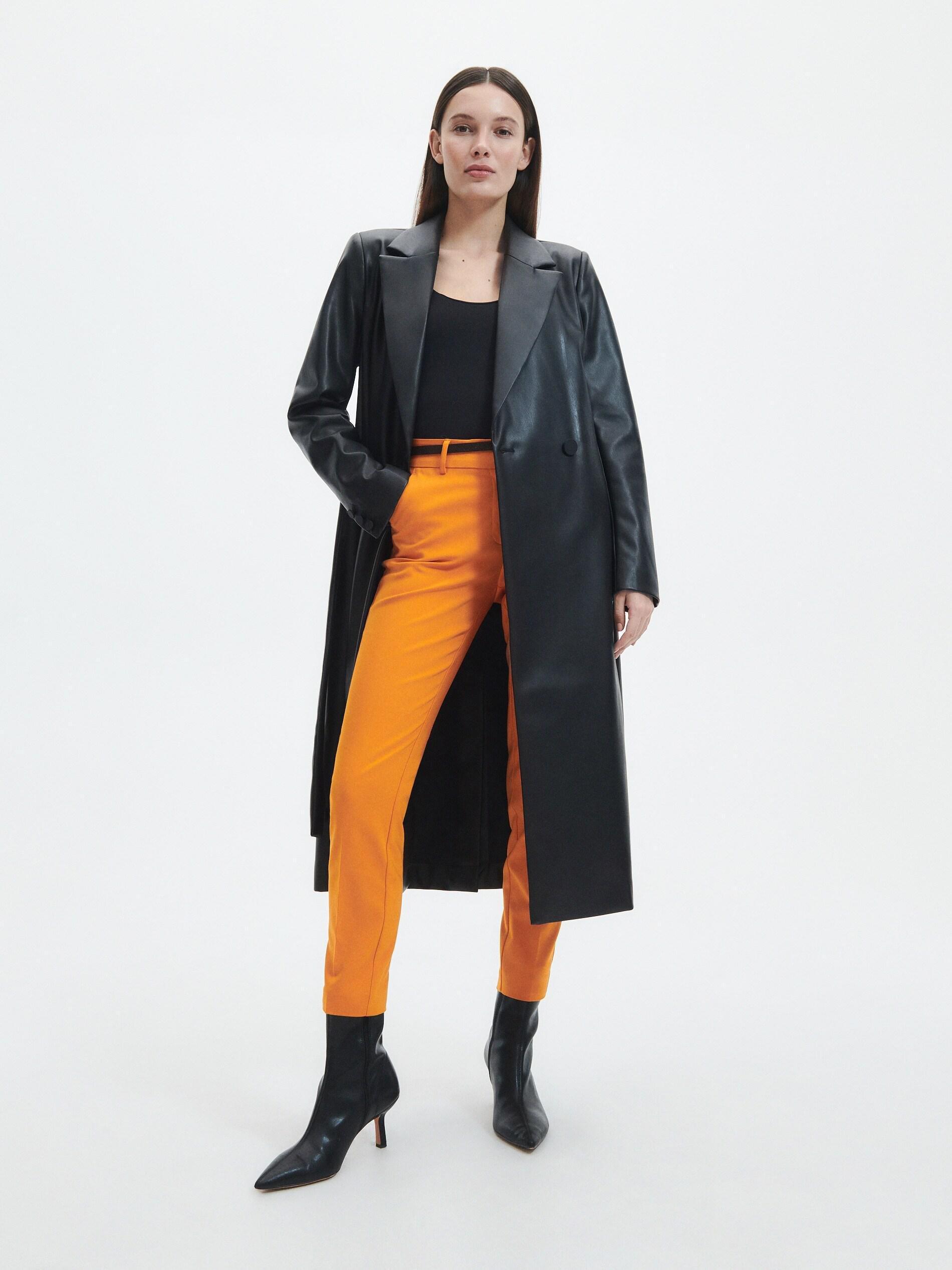 Orange Cigarette Trousers With Belt, , large image number 2