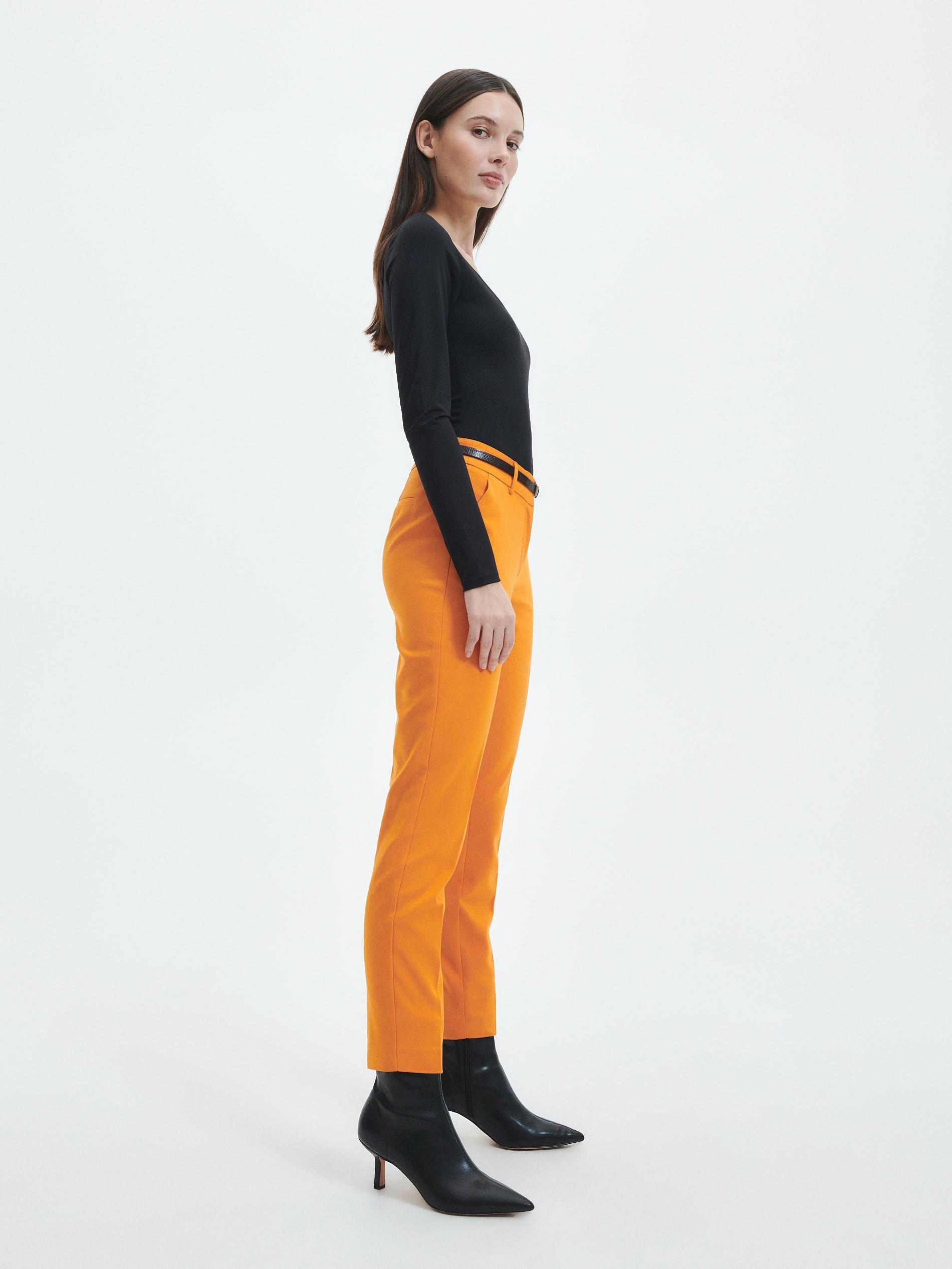 Orange Cigarette Trousers With Belt, , large image number 5