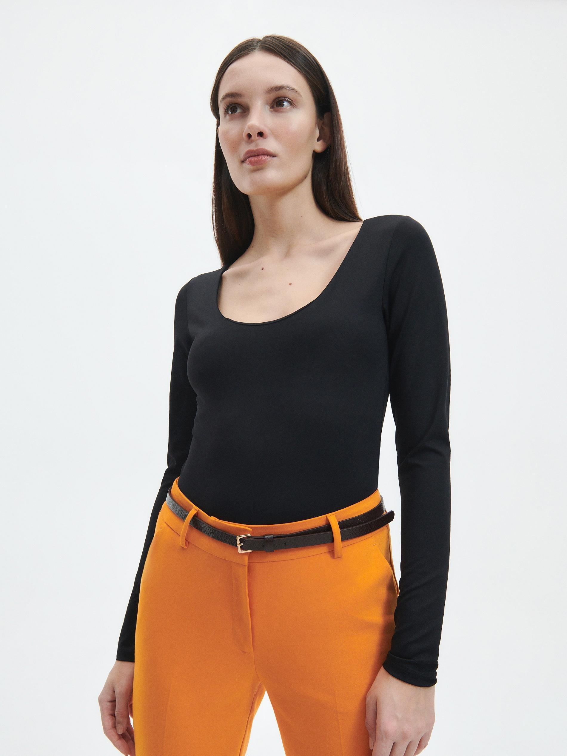 Orange Cigarette Trousers With Belt, , large image number 7