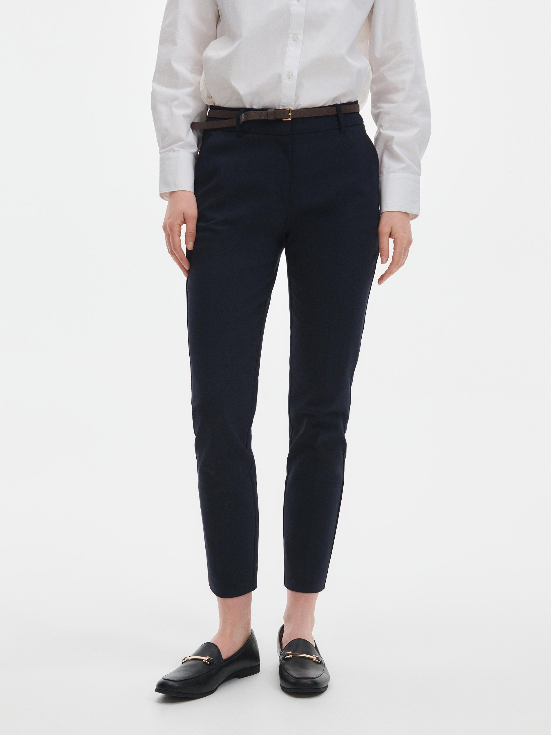Navy Belted Cigarette Trousers, , large image number 6
