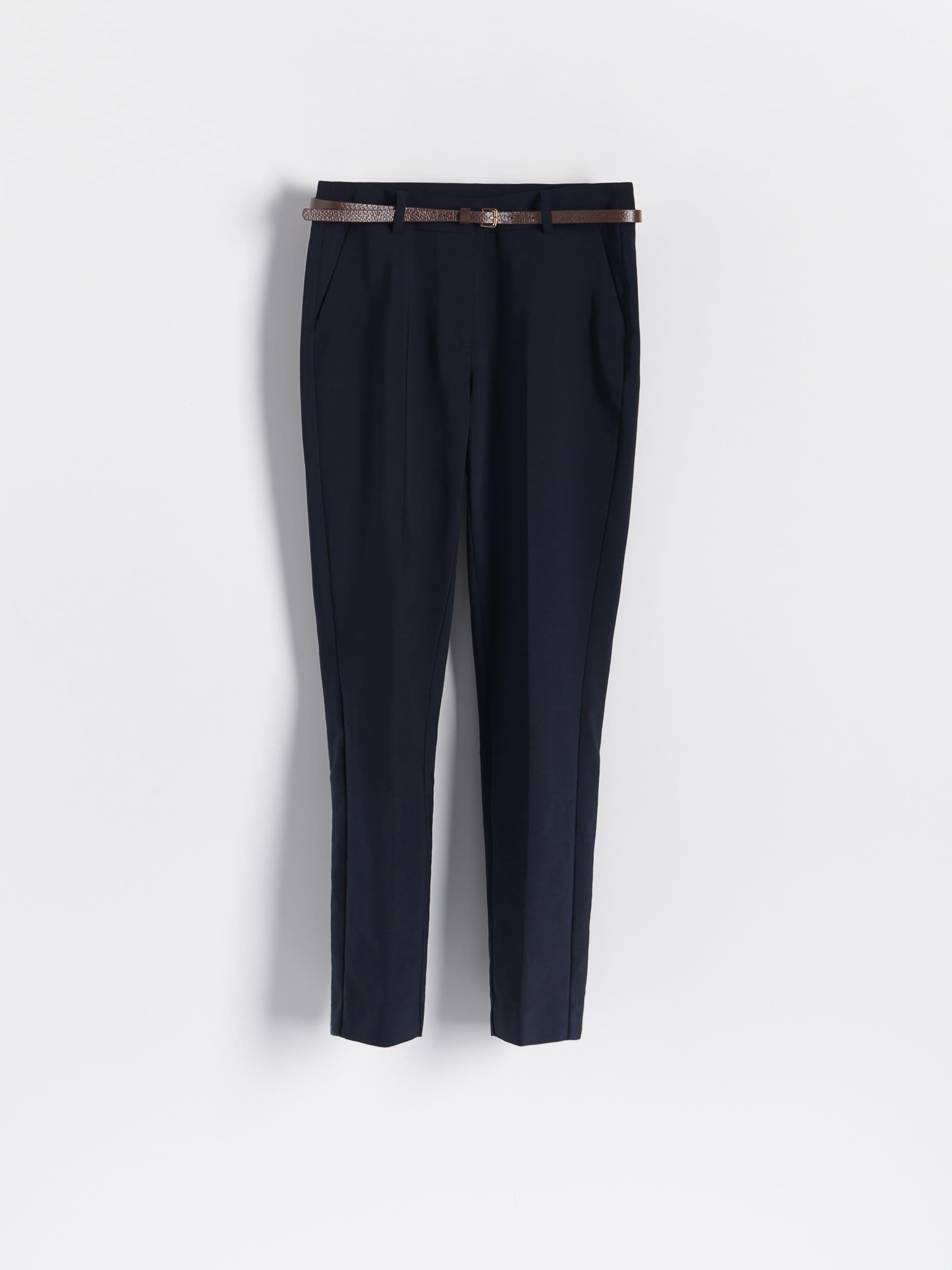 Navy Belted Cigarette Trousers, , large image number 7