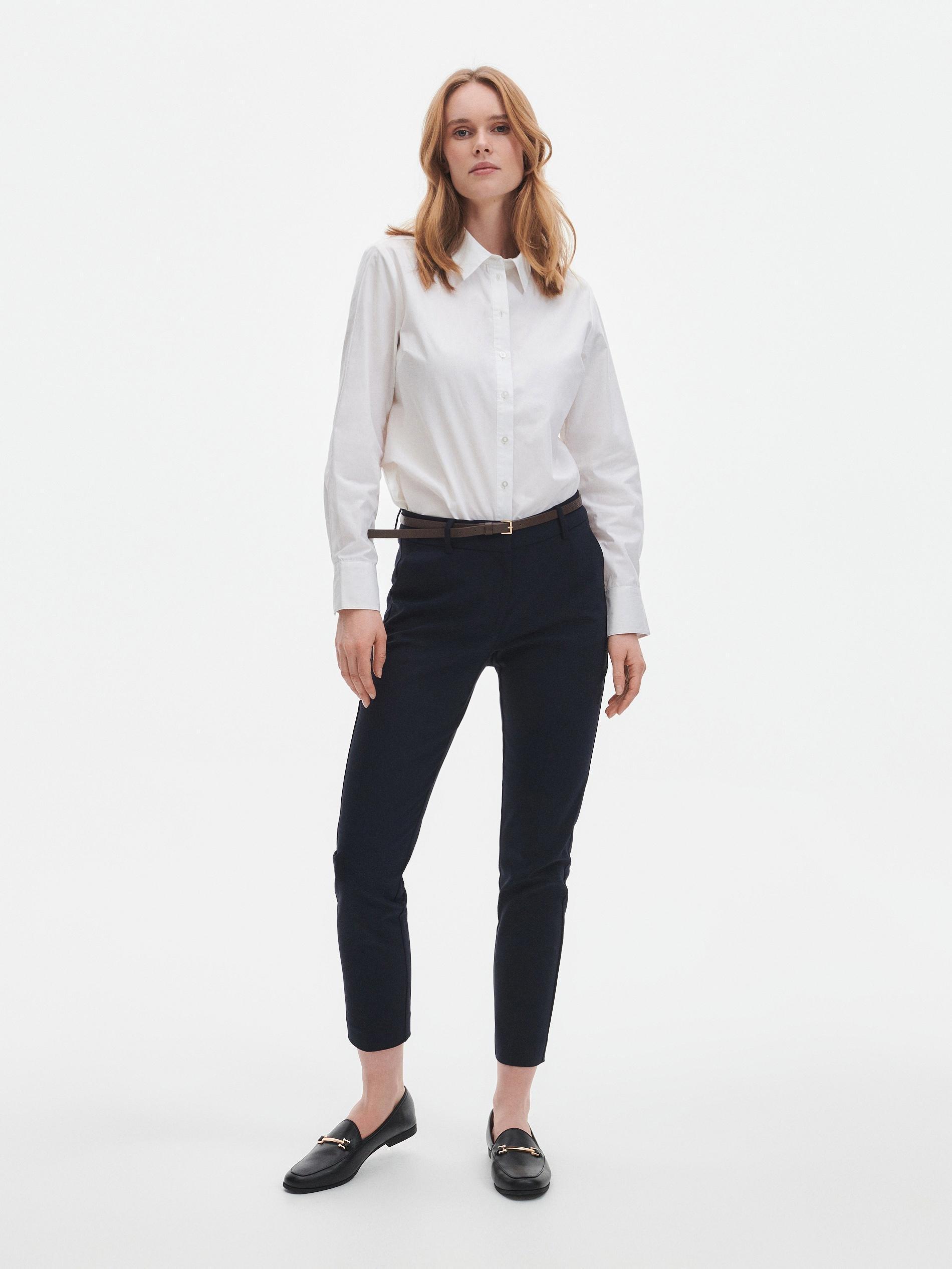 Navy Belted Cigarette Trousers, , large image number 8