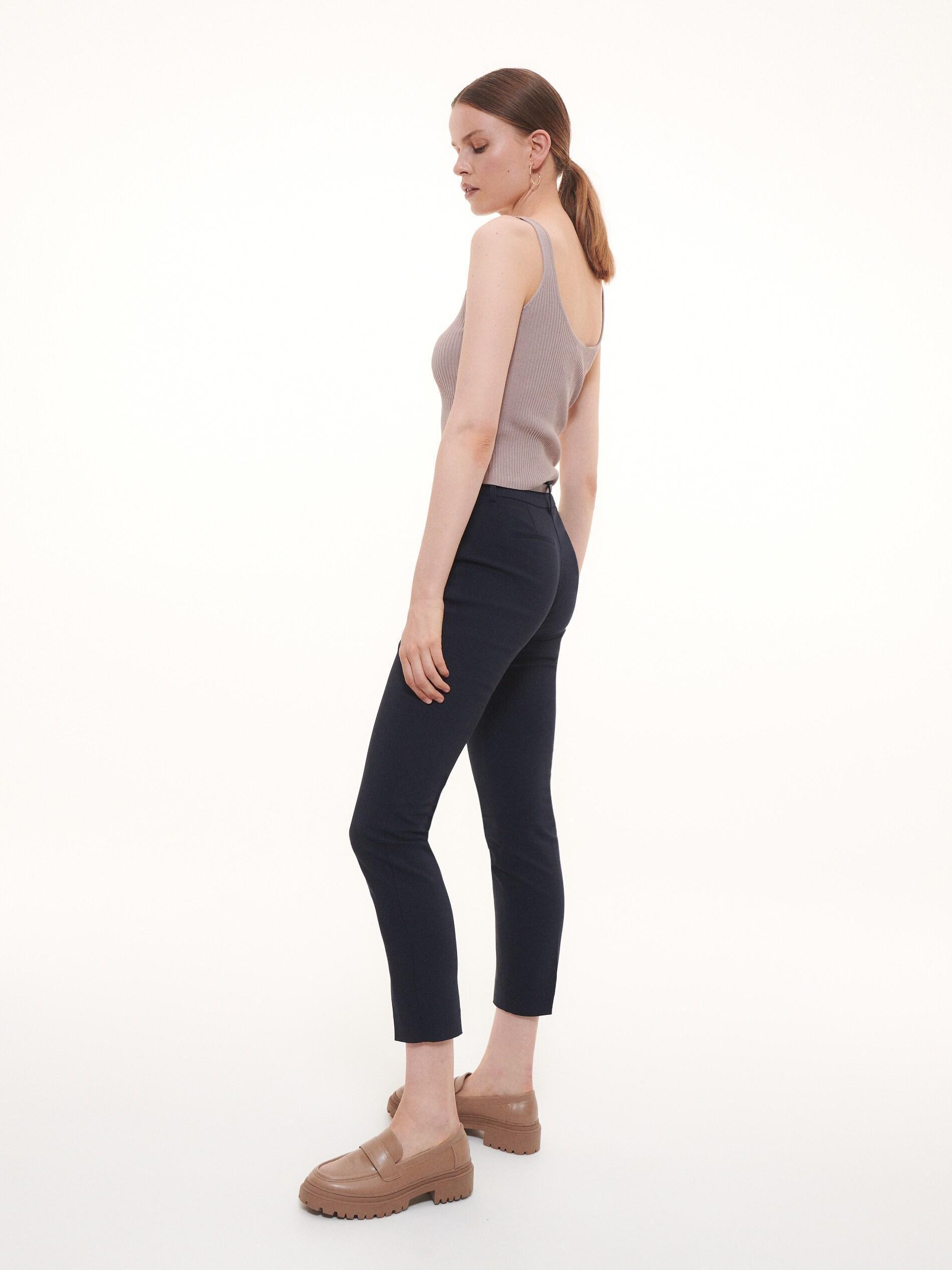 Navy Belted Cigarette Trousers, , large image number 10