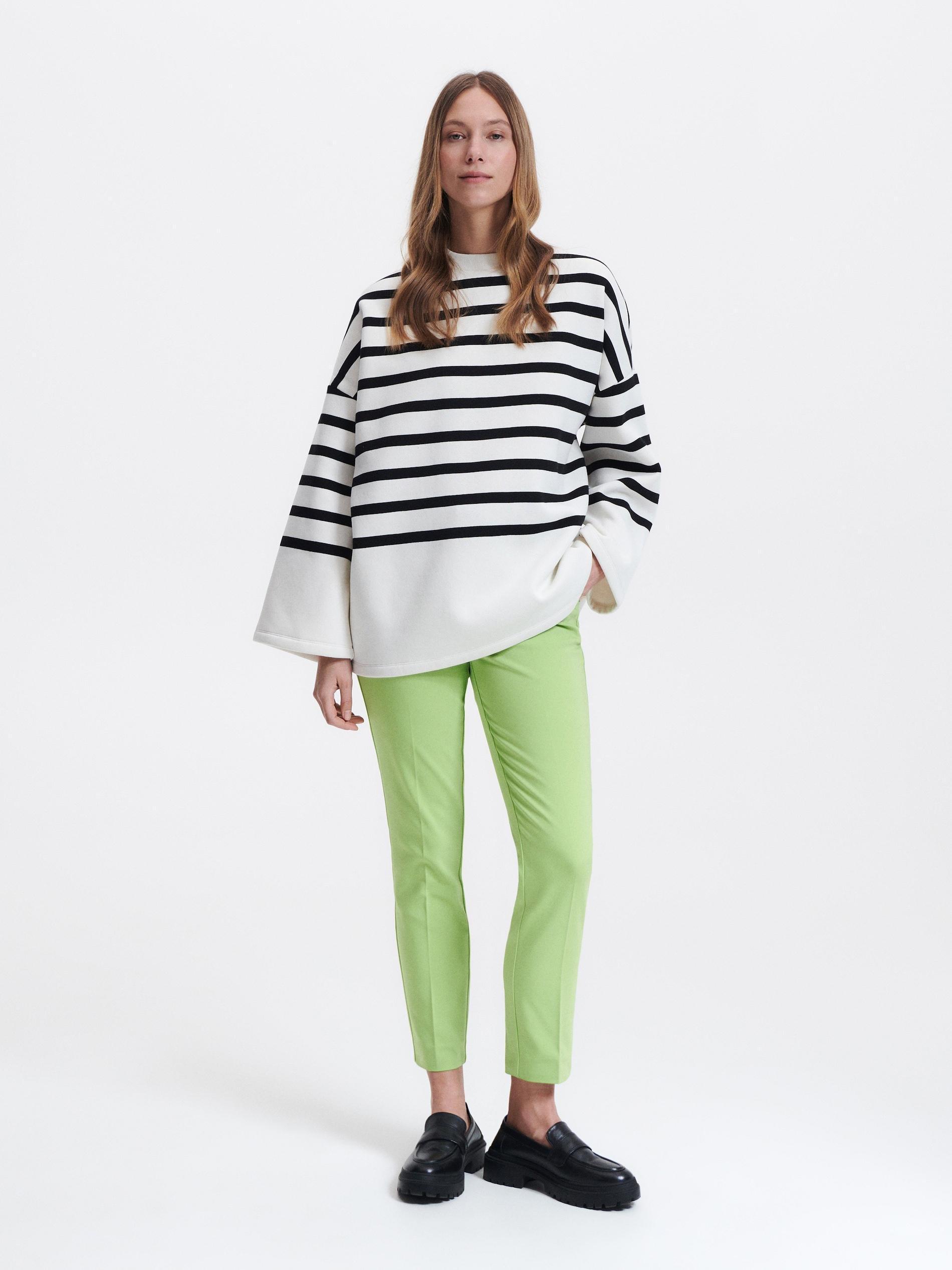 Green Cigarette Trousers With Belt, , large image number 0