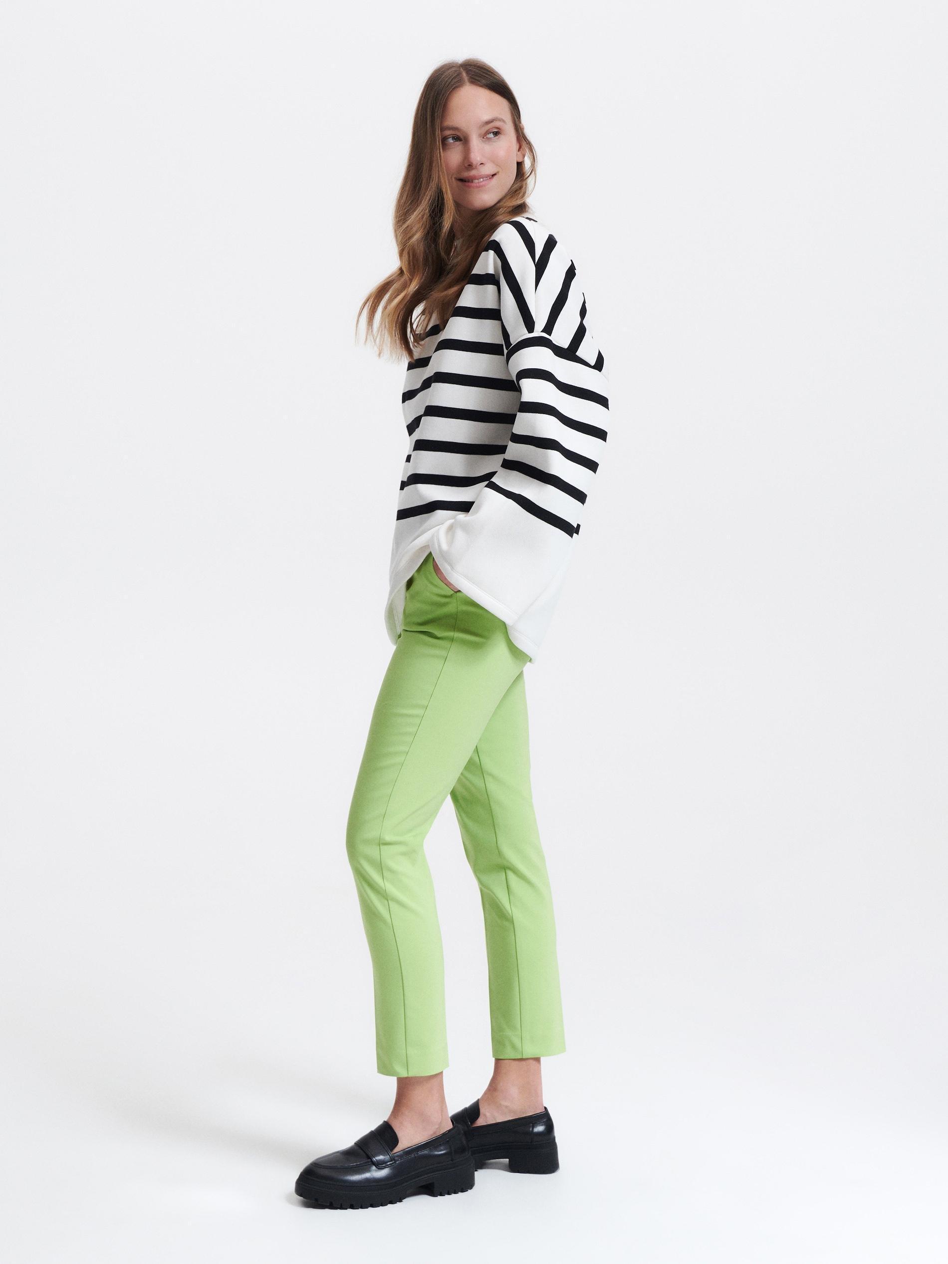 Green Cigarette Trousers With Belt, , large image number 1