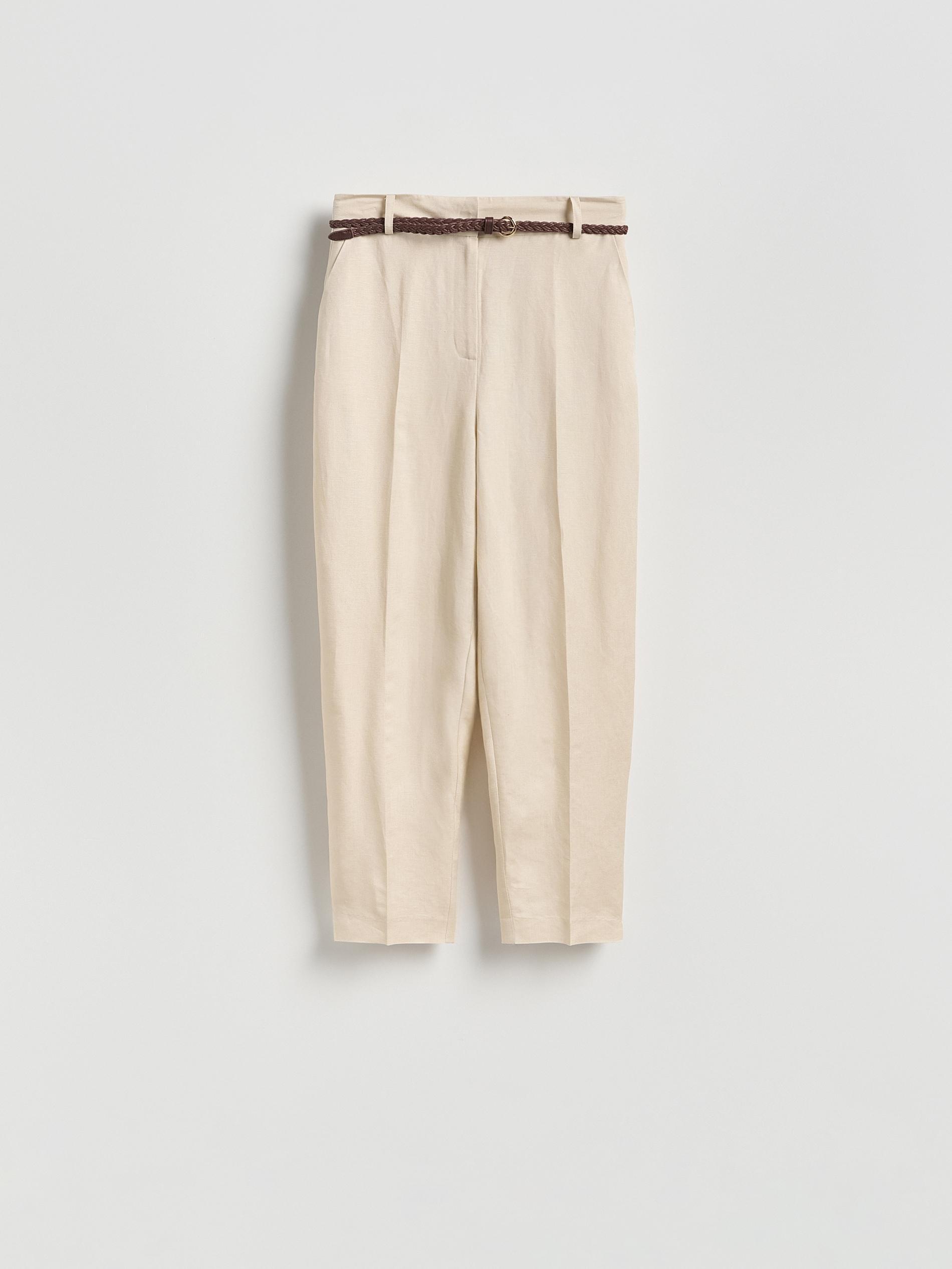 Beige Linen Rich Trousers With Viscose Blend, Beige, large image number 4