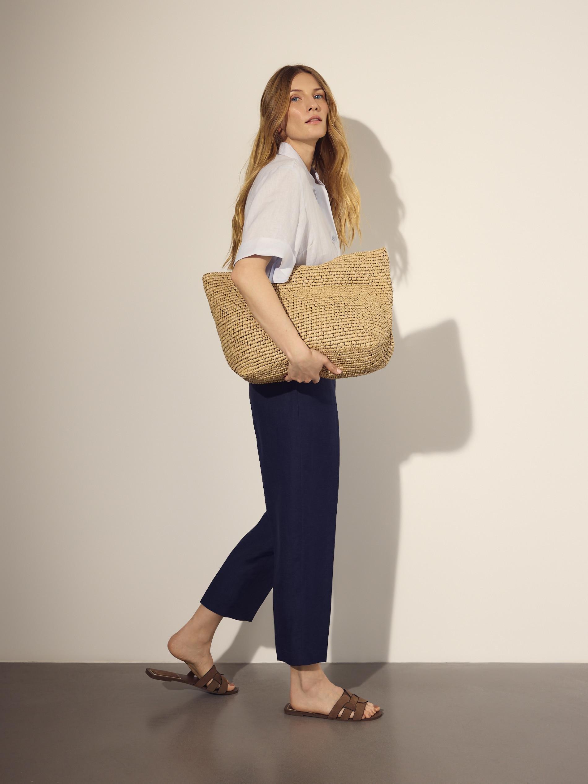 Navy Linen Rich Trousers With Viscose Blend, Navy, large image number 0