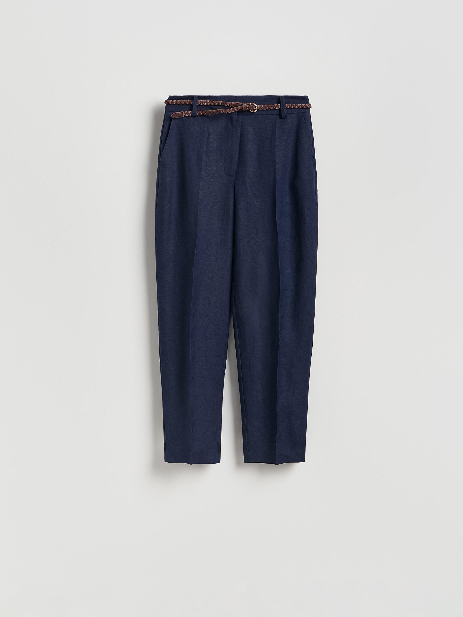 Navy Linen Rich Trousers With Viscose Blend, Navy, large image number 4