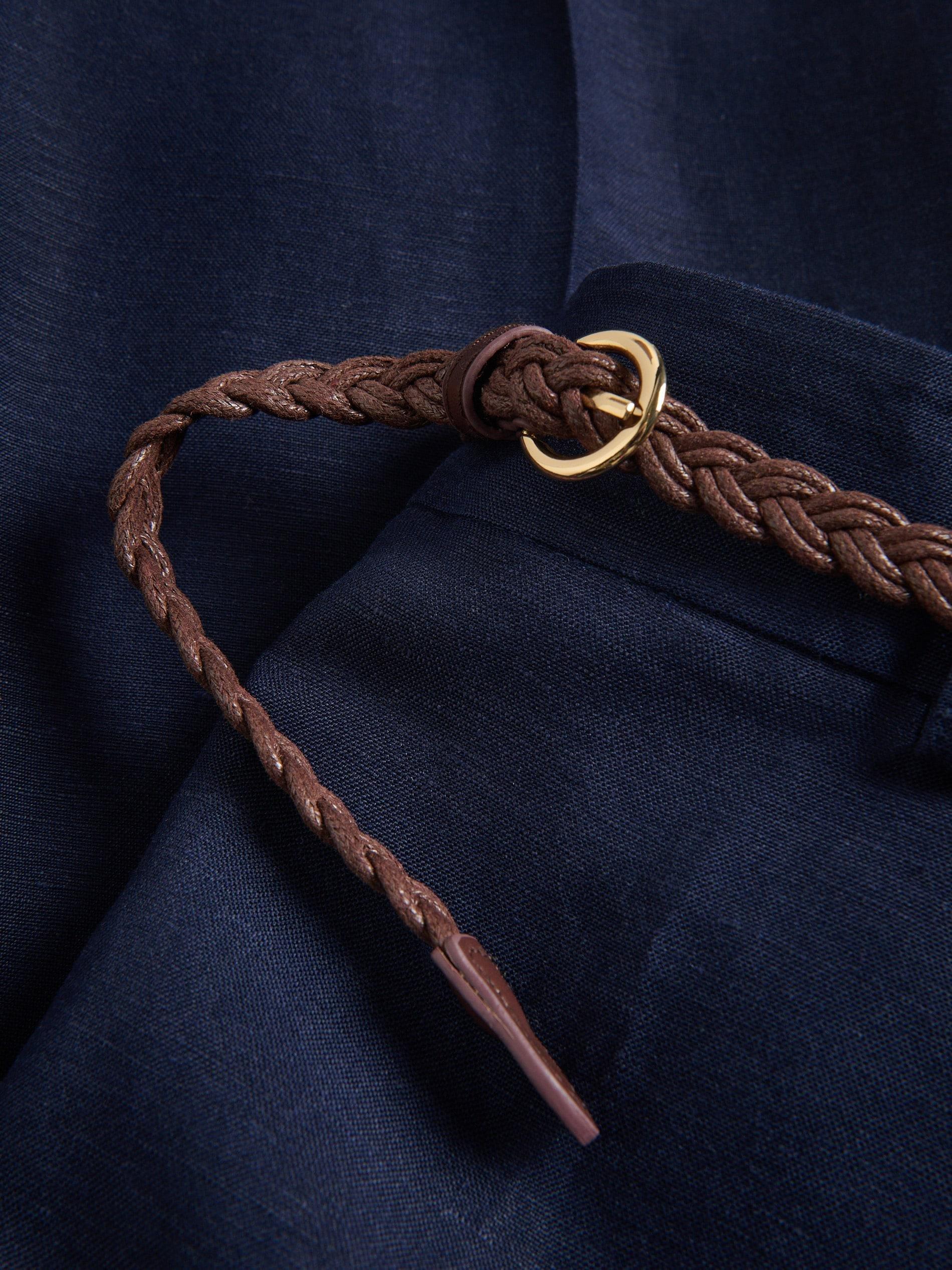 Navy Linen Rich Trousers With Viscose Blend, Navy, large image number 5