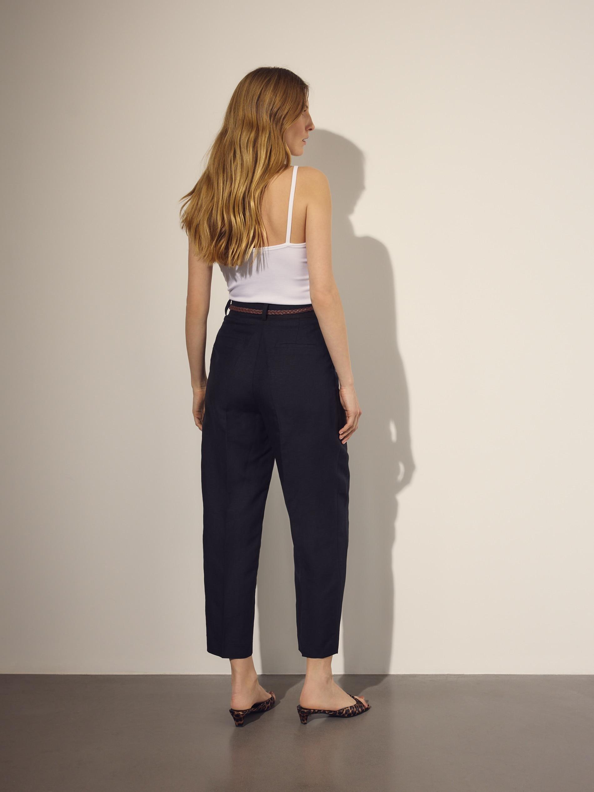 Black Linen Rich Trousers With Viscose Blend, Black, large image number 3