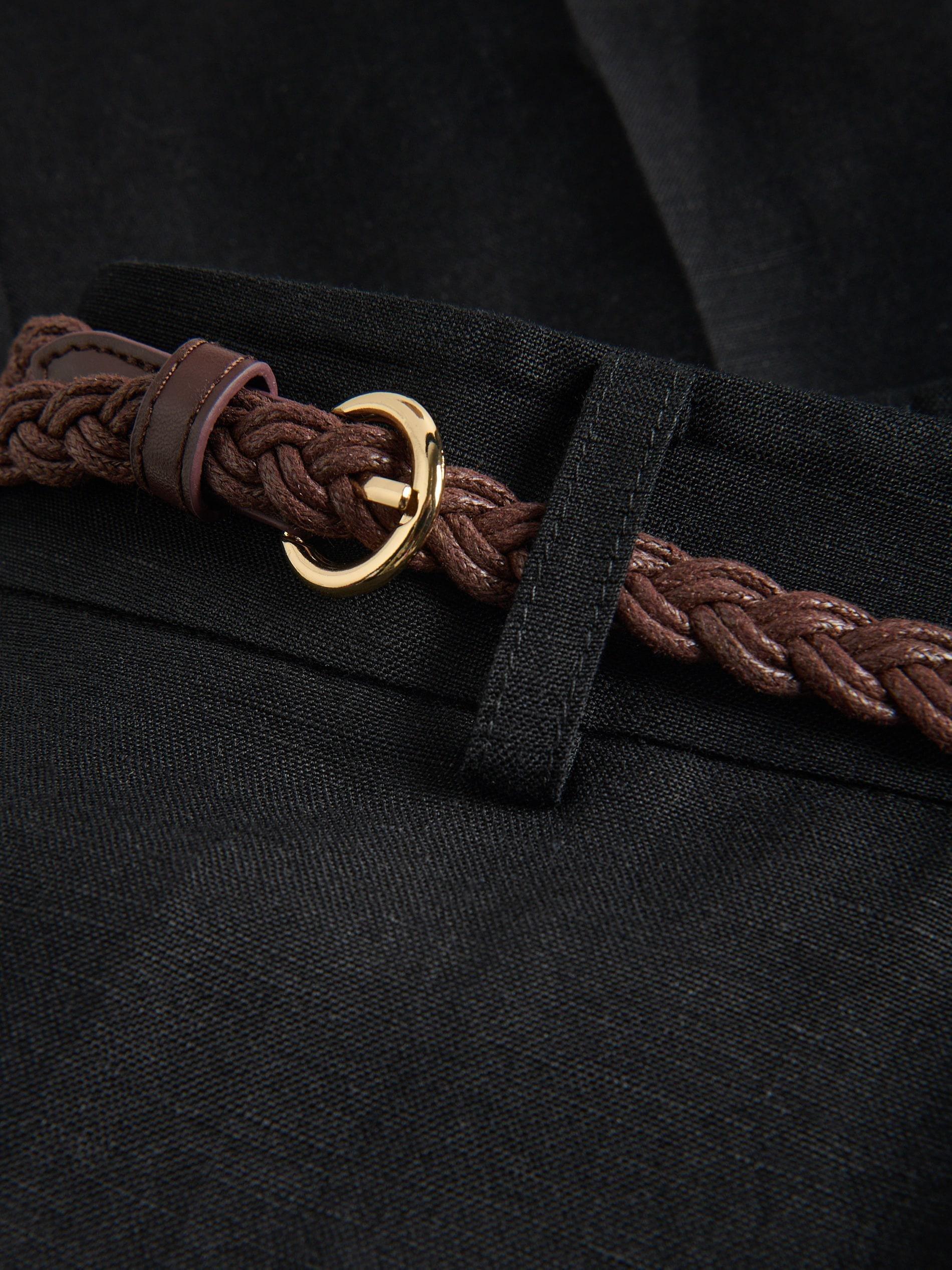 Black Linen Rich Trousers With Viscose Blend, Black, large image number 5
