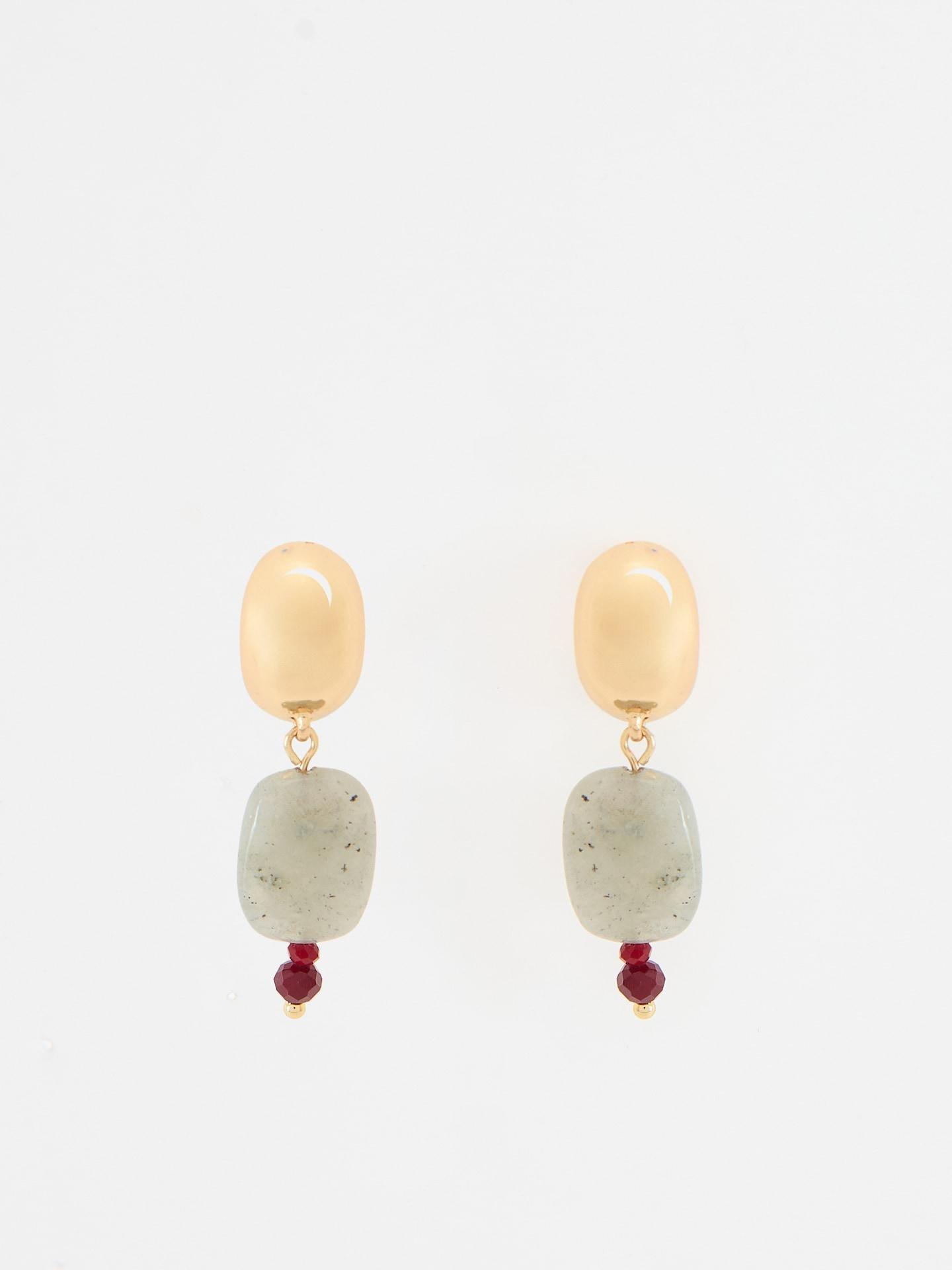 Multicolour Dangling Earrings With Natural Stones, Multicolor, medium