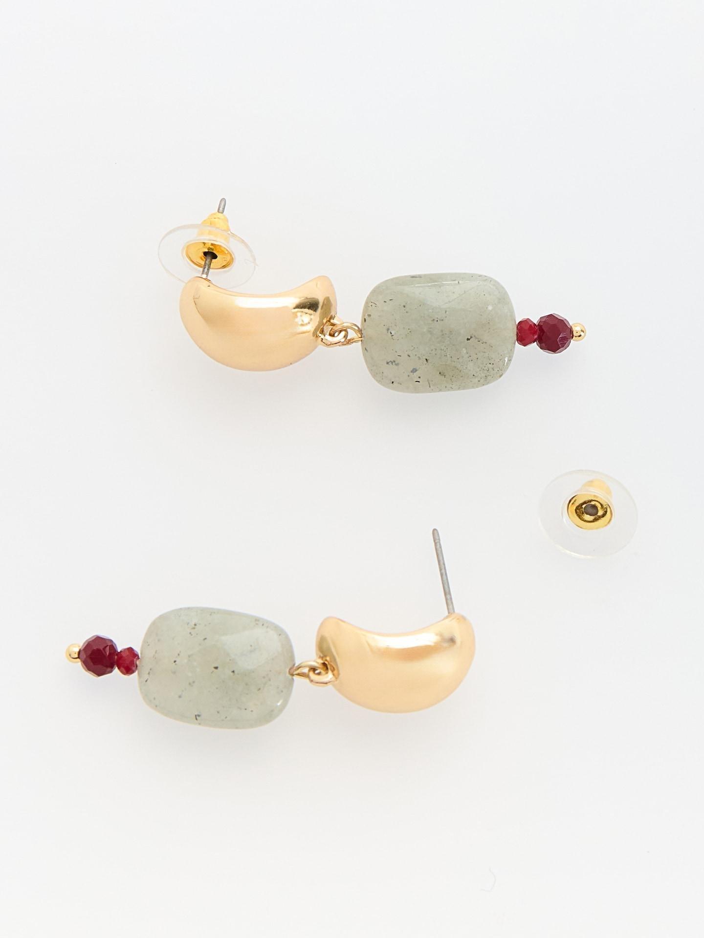 Multicolour Dangling Earrings With Natural Stones, Multicolor, medium