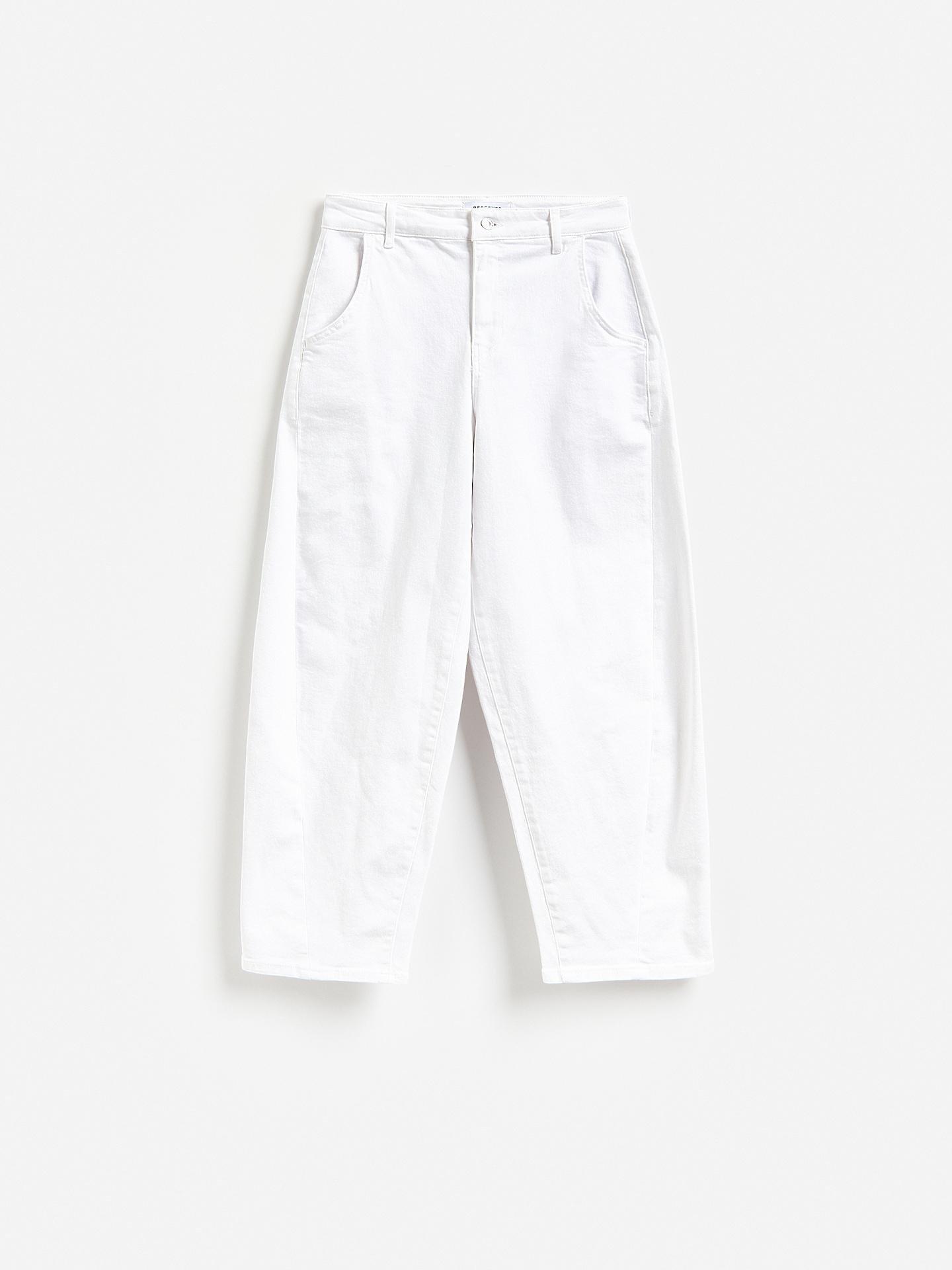 White Barrel Leg Jeans With Stitching, White, large image number 4