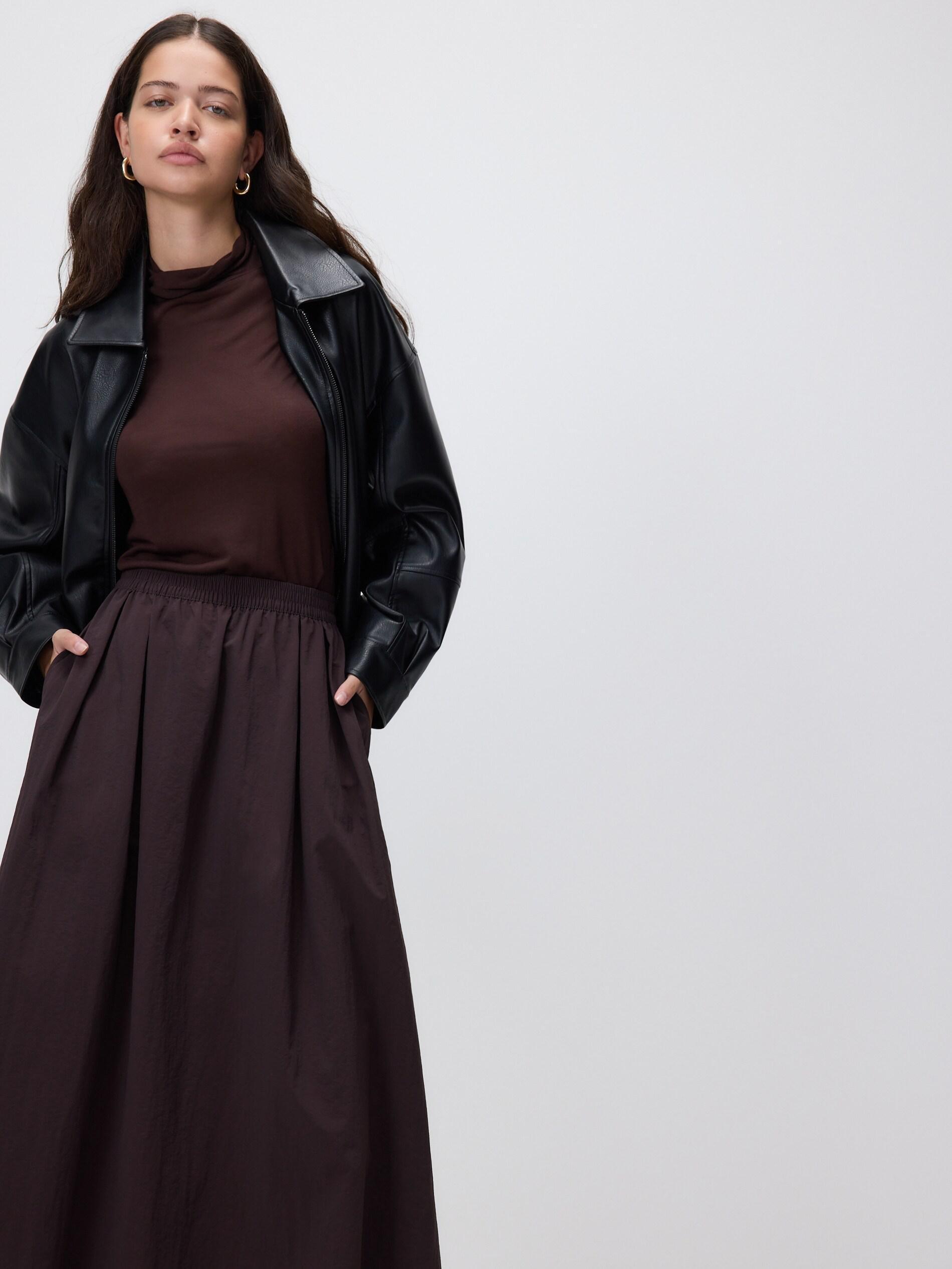 Brown Midi Skirt With Pleats, Brown, large image number 2