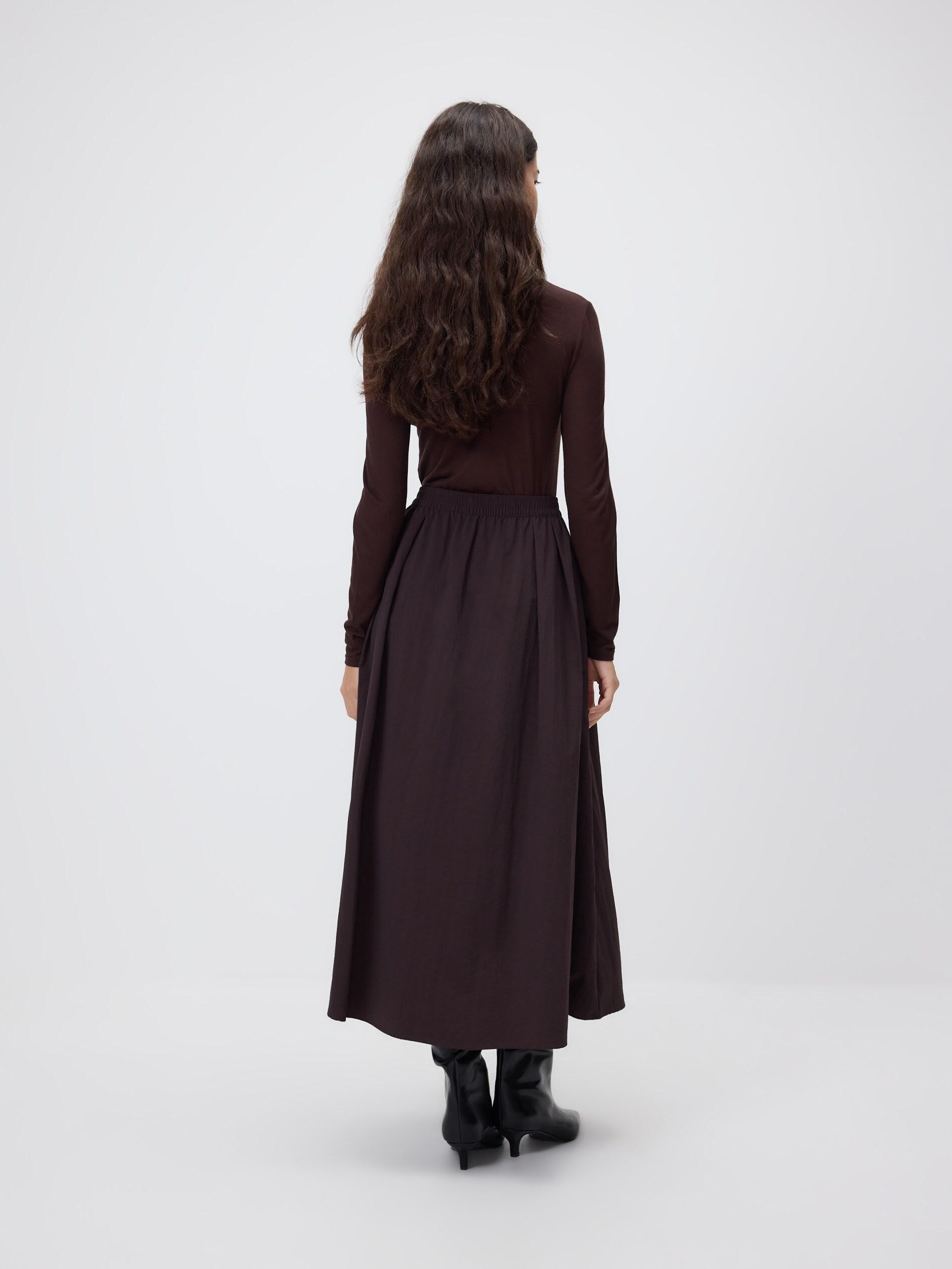 Brown Midi Skirt With Pleats, Brown, large image number 3