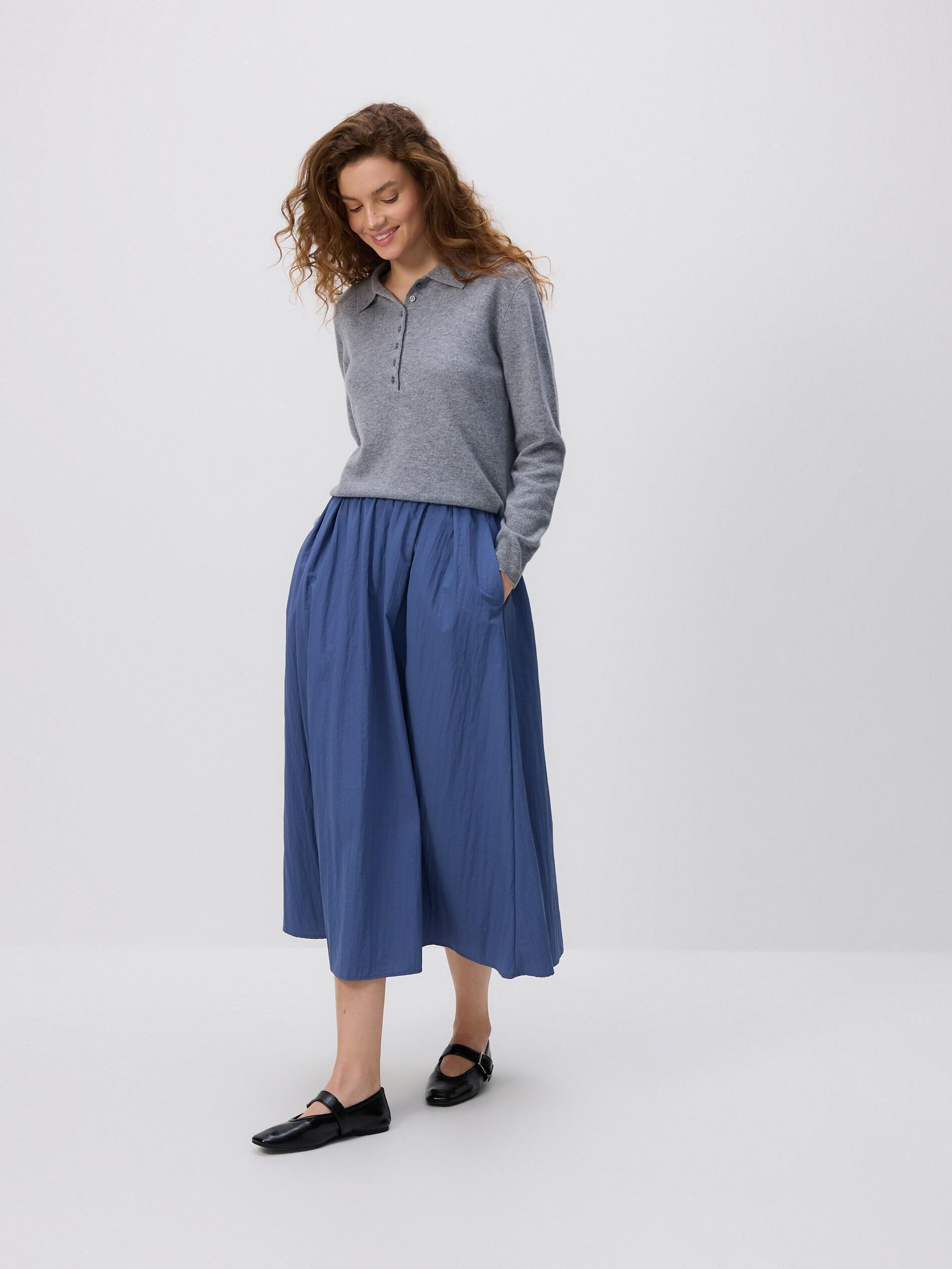 NAVY Midi skirt with pleats, Blue, medium