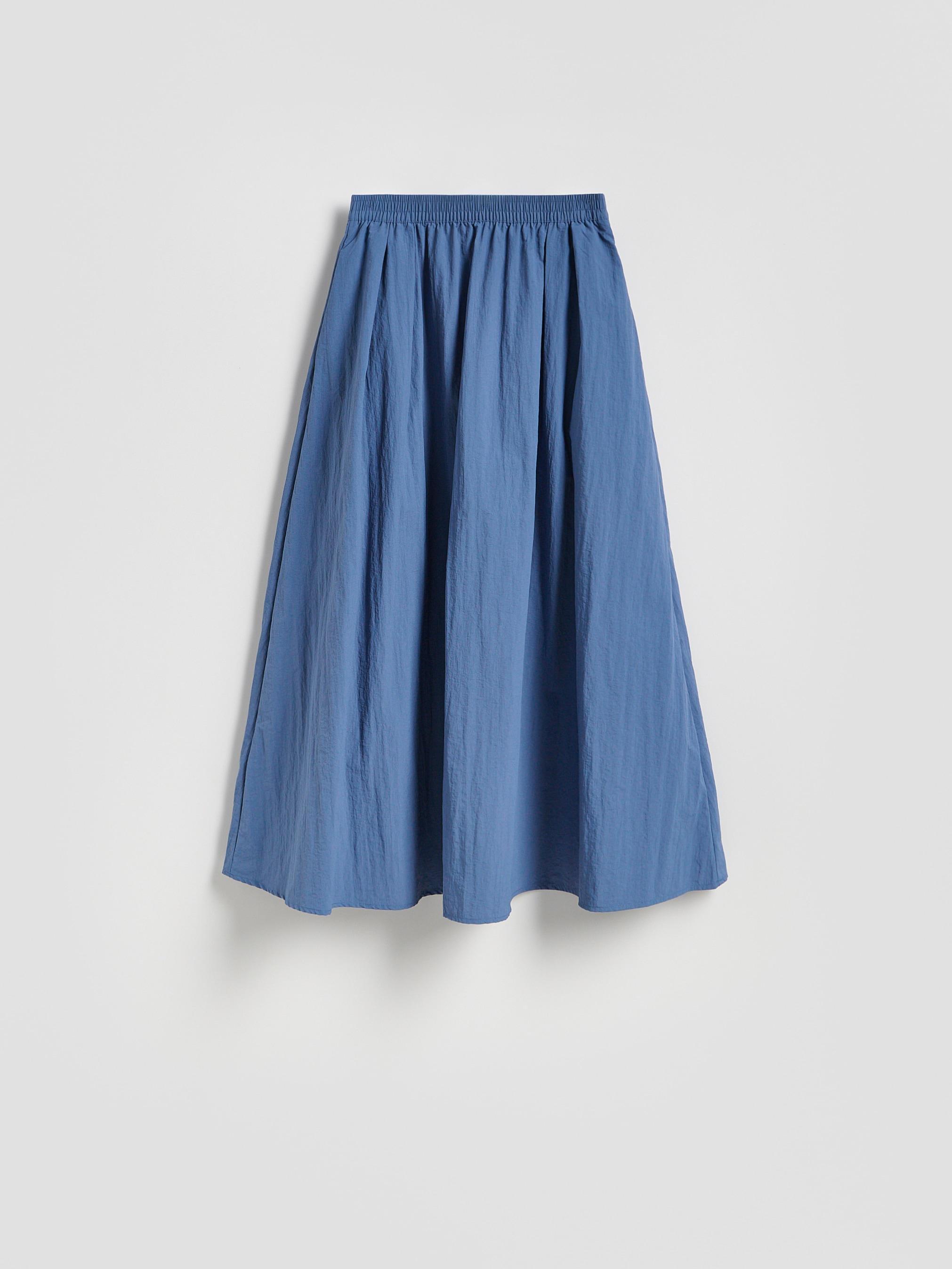 Blue Midi Skirt With Pleats, , large image number 0
