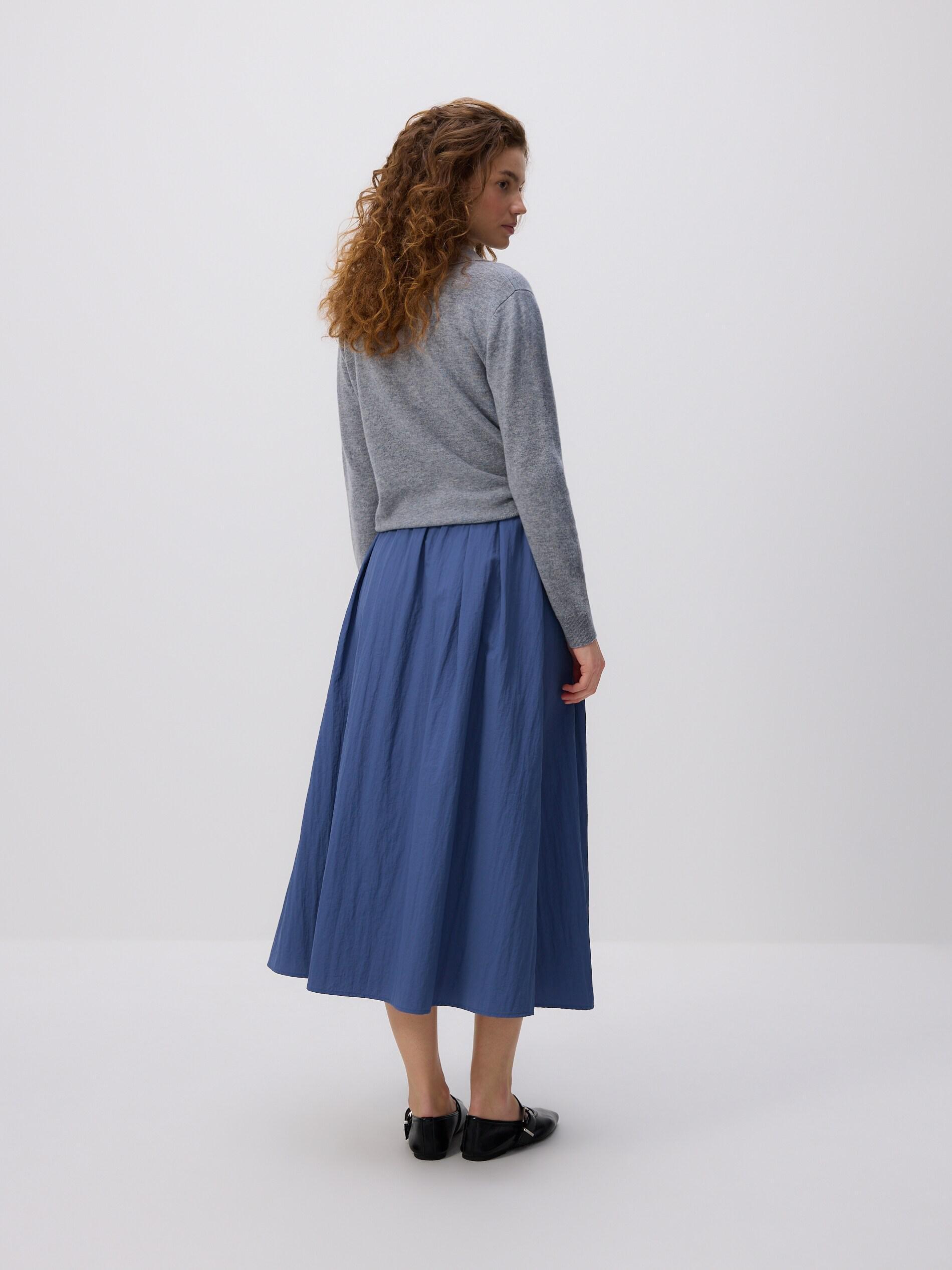 NAVY Midi skirt with pleats, Blue, medium