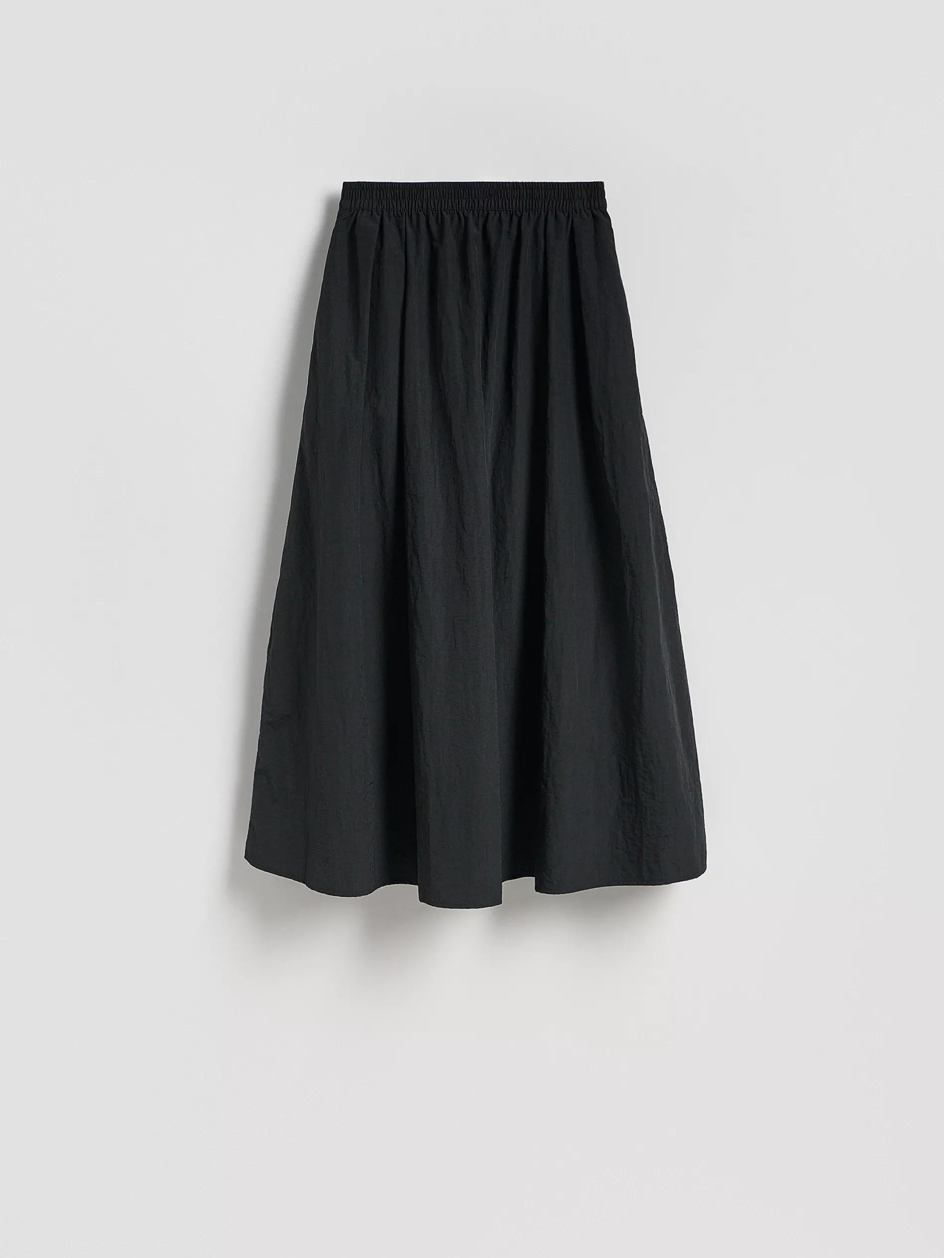 Black Midi Skirt With Pleats, , medium