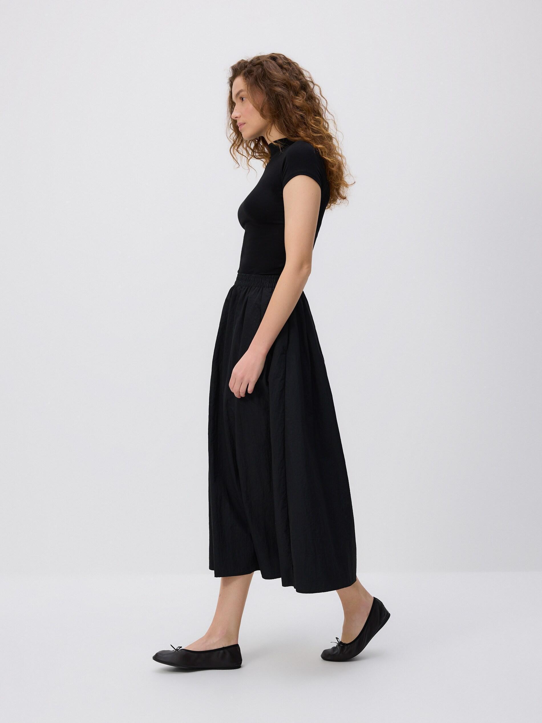 تنورة ميدي مع كسرات أسود, Black, medium