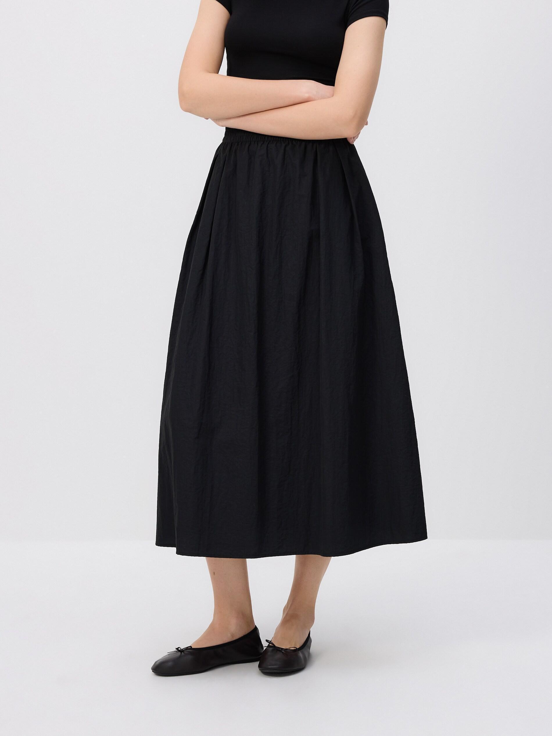 تنورة ميدي مع كسرات أسود, Black, medium