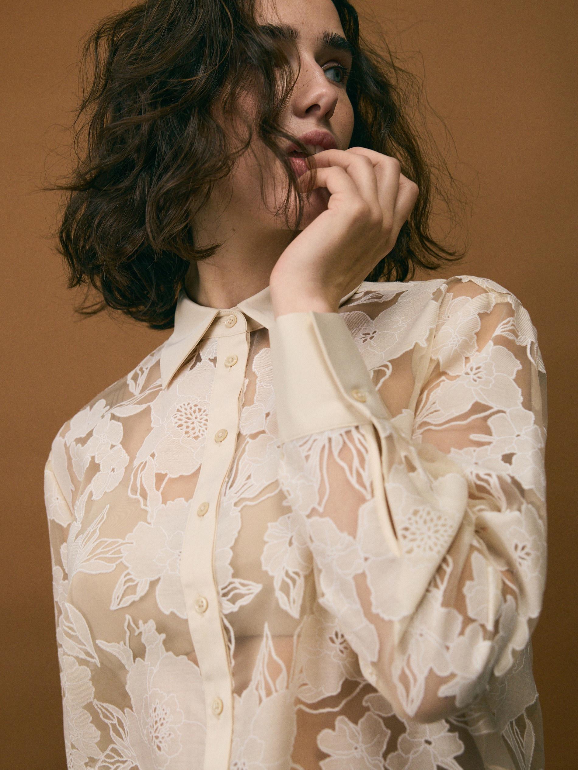 Beige Viscose Rich Shirt, Beige, large image number 5