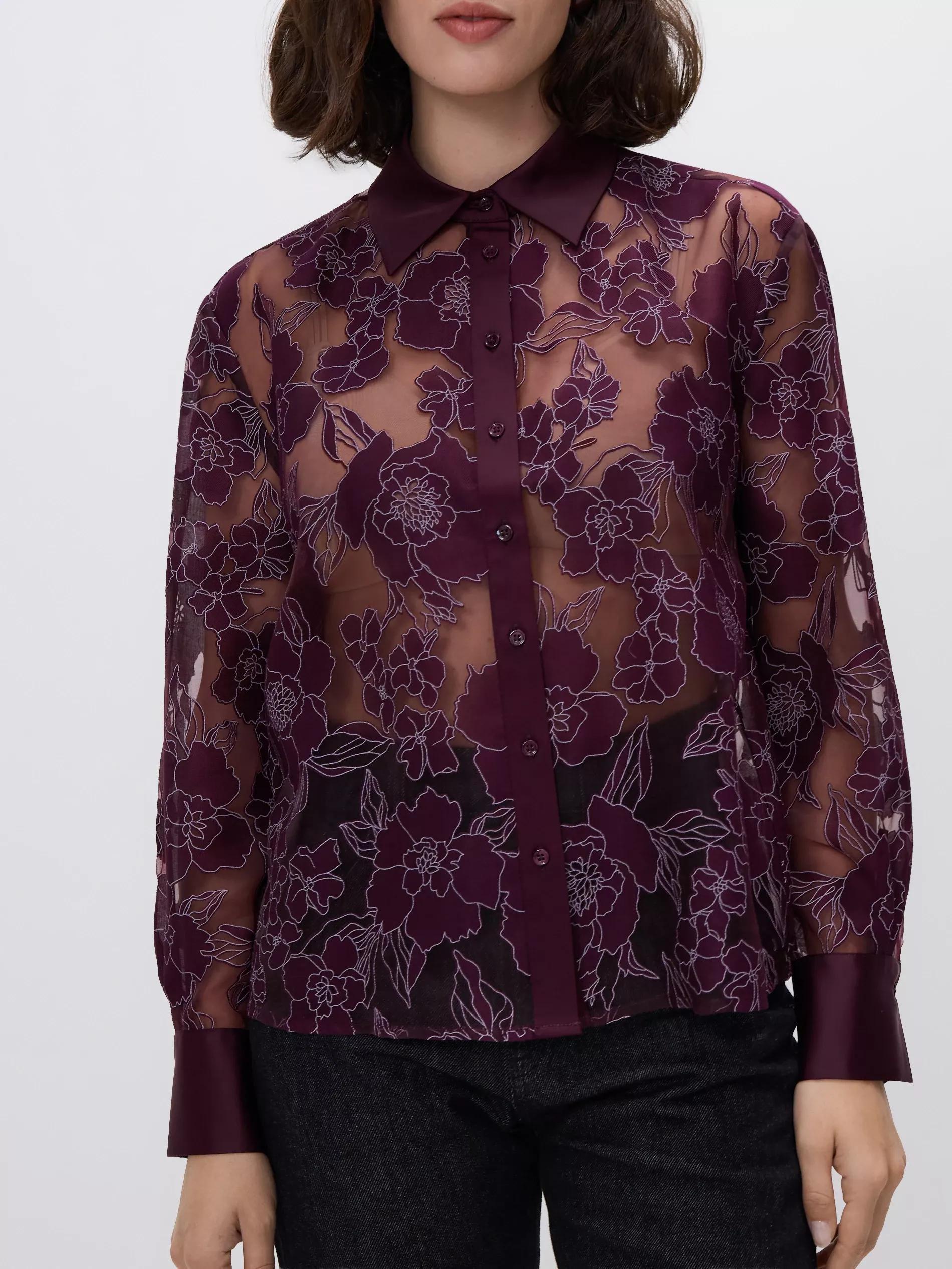 Purple Viscose Rich Shirt, Purple, large image number 1