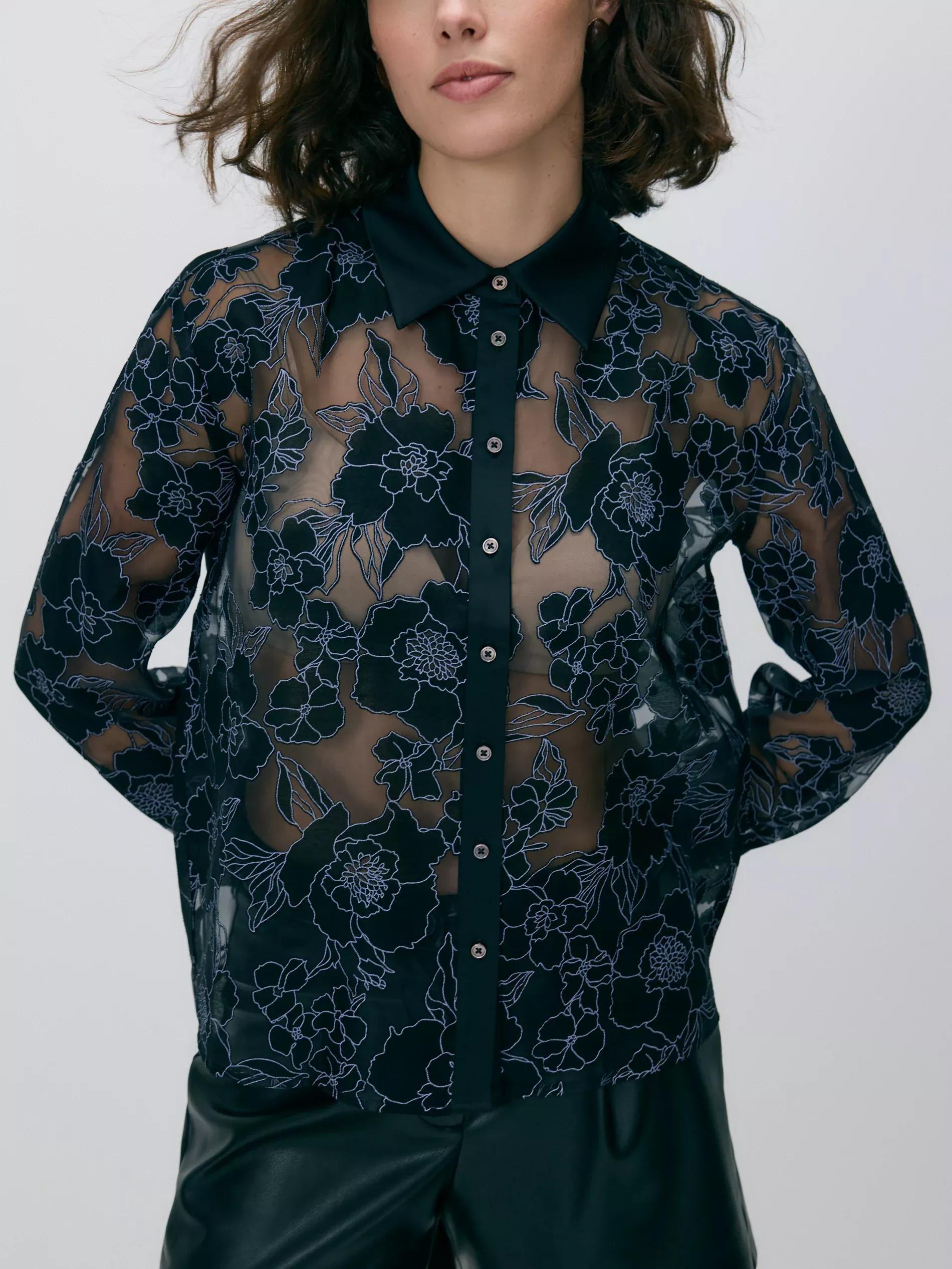 Black Viscose Rich Shirt, Black, medium