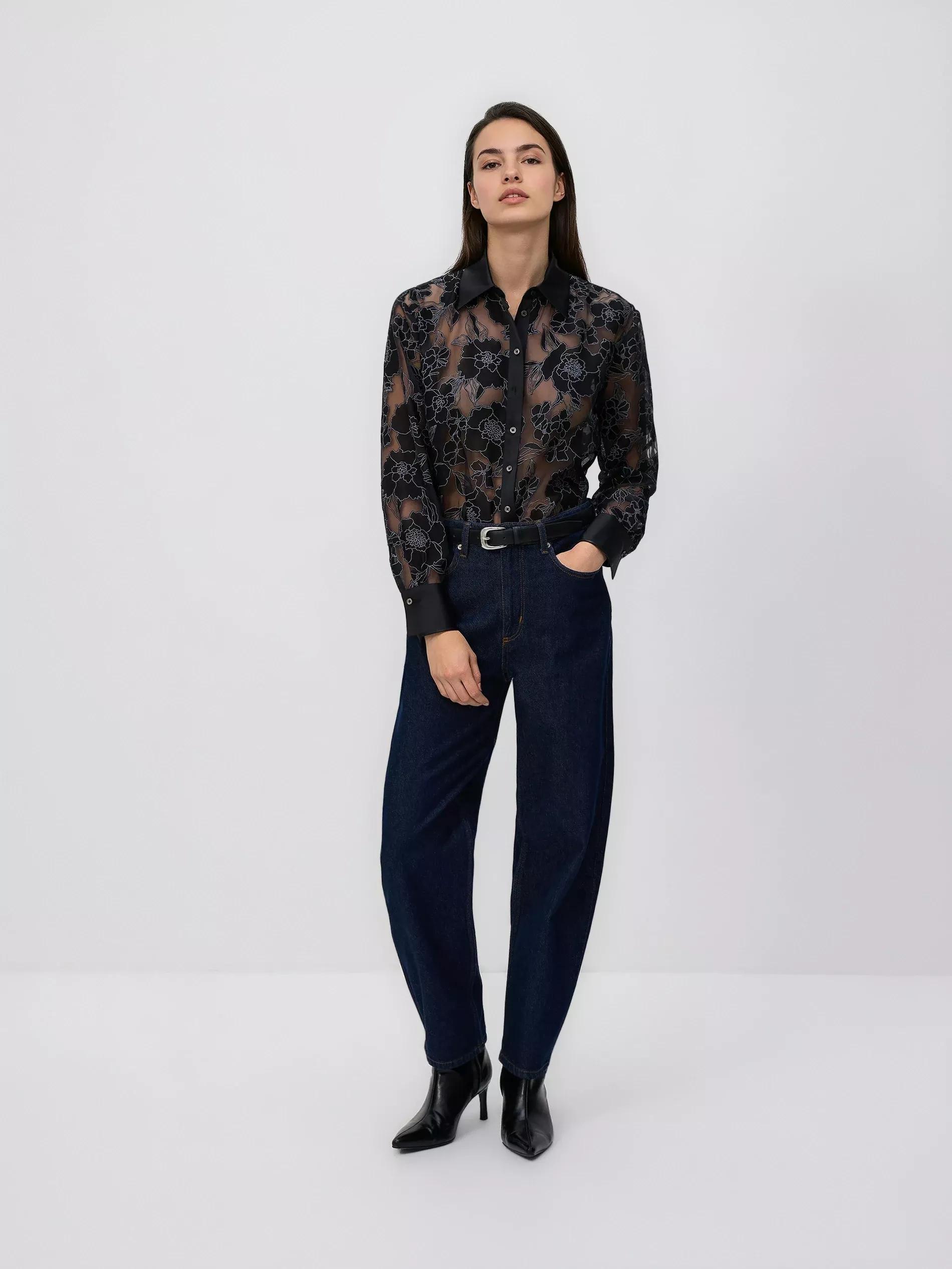 Black Viscose Rich Shirt, Black, large image number 1