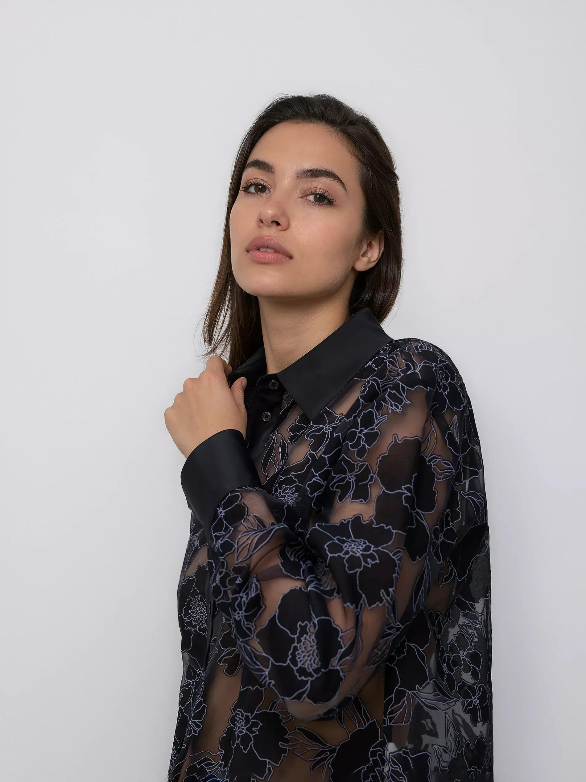 Black Viscose Rich Shirt, Black, large image number 2
