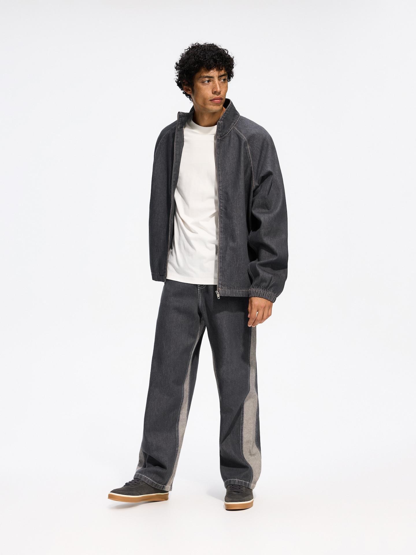 Grey Baggy Tapered Jeans, Grey, large image number 0