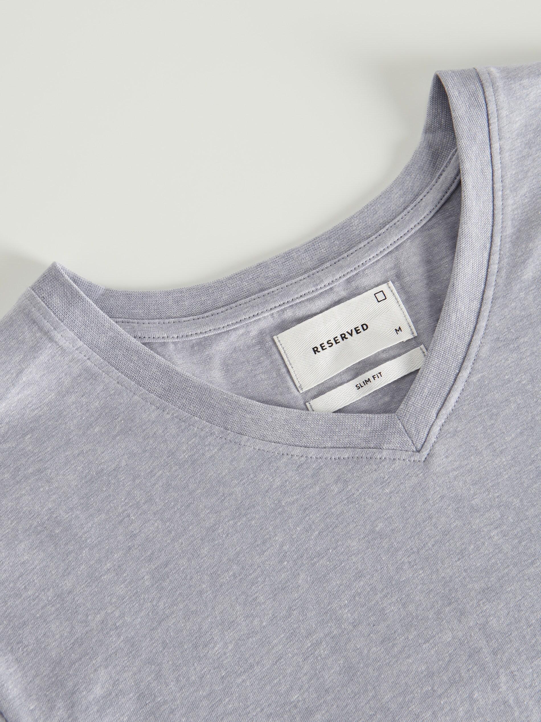 Blue Slim Fit V-Neck T-Shirt, , large image number 1